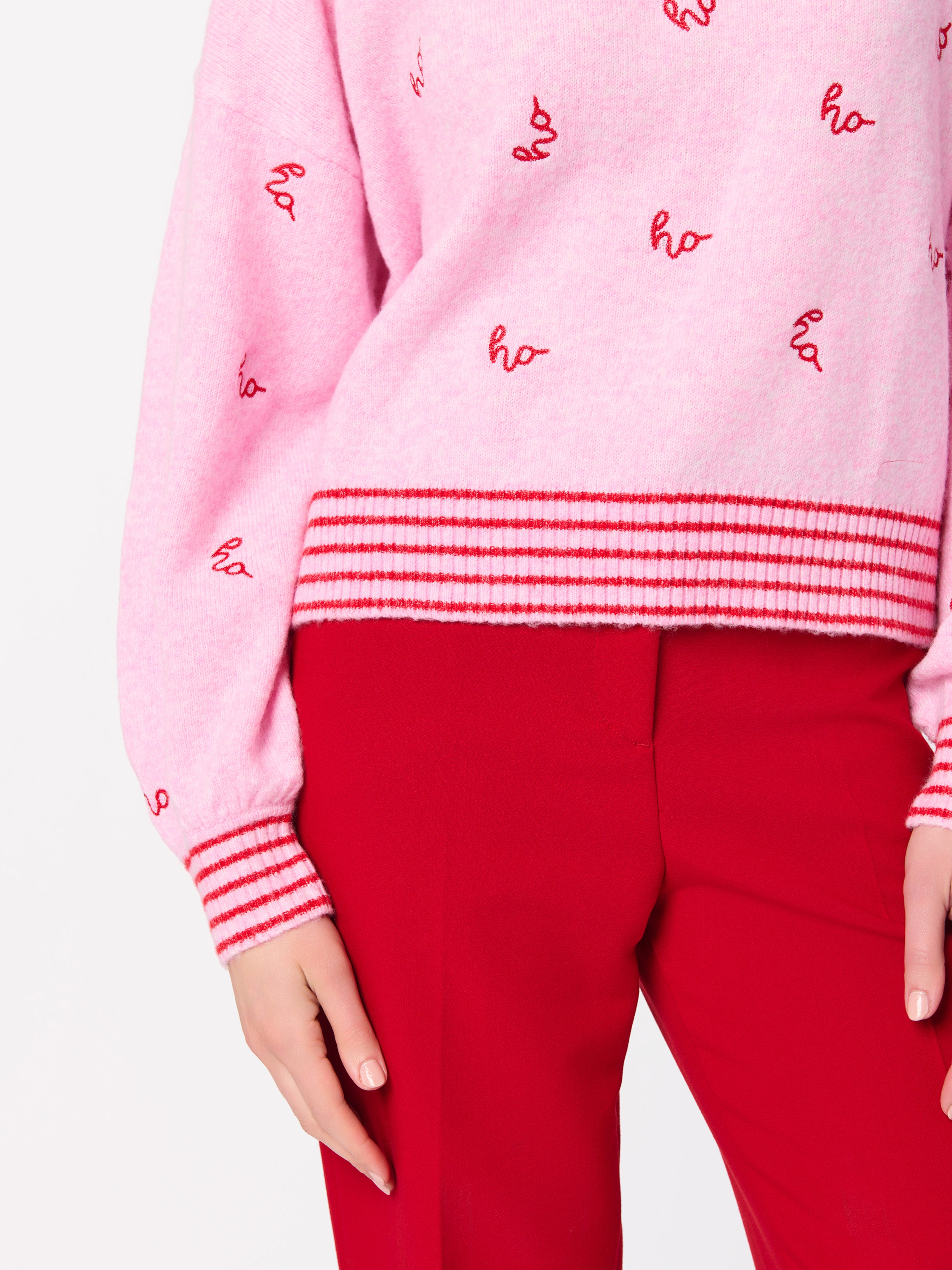 Shiraleah "Ho Ho Ho" Relaxed Sweater BLUSH / EXTRA SMALL