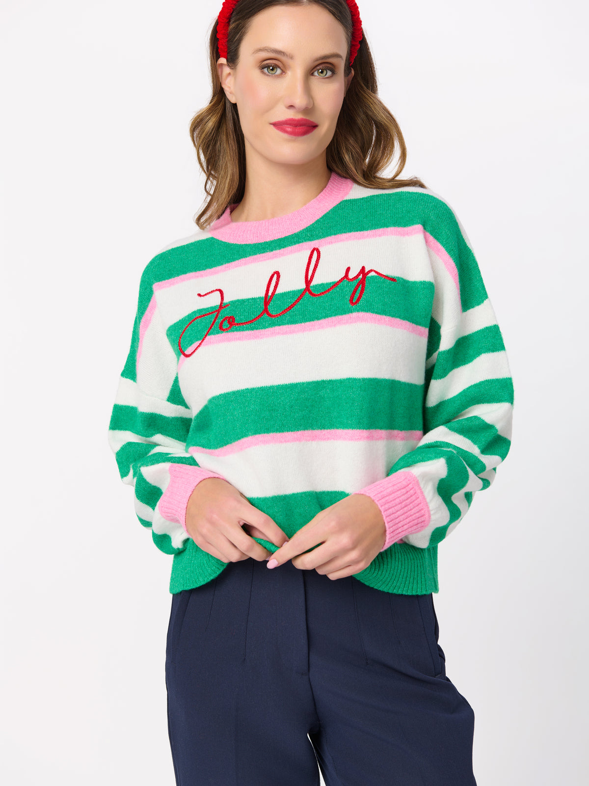 Shiraleah "Jolly" Stripe Relaxed Sweater GREEN / EXTRA SMALL
