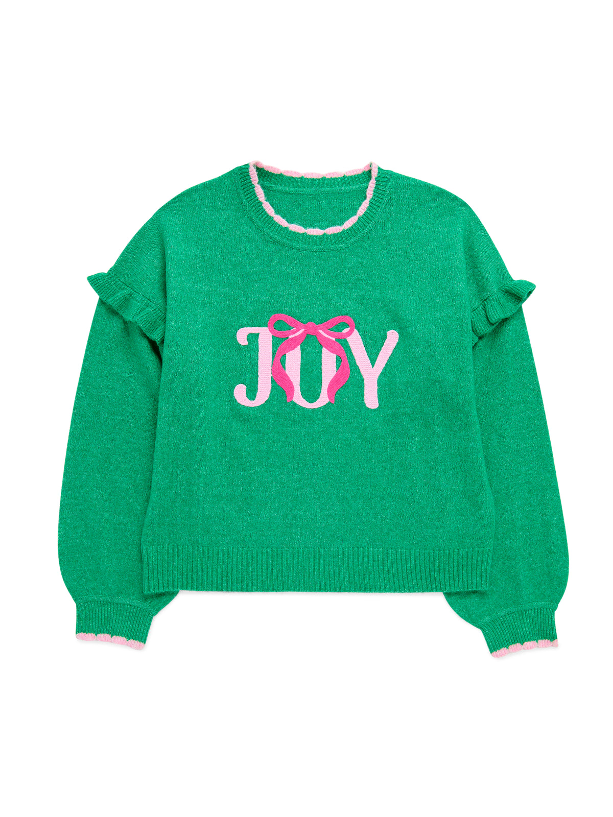 Shiraleah "Joy" Ruffle Sleeve Relaxed Sweater GREEN / EXTRA SMALL