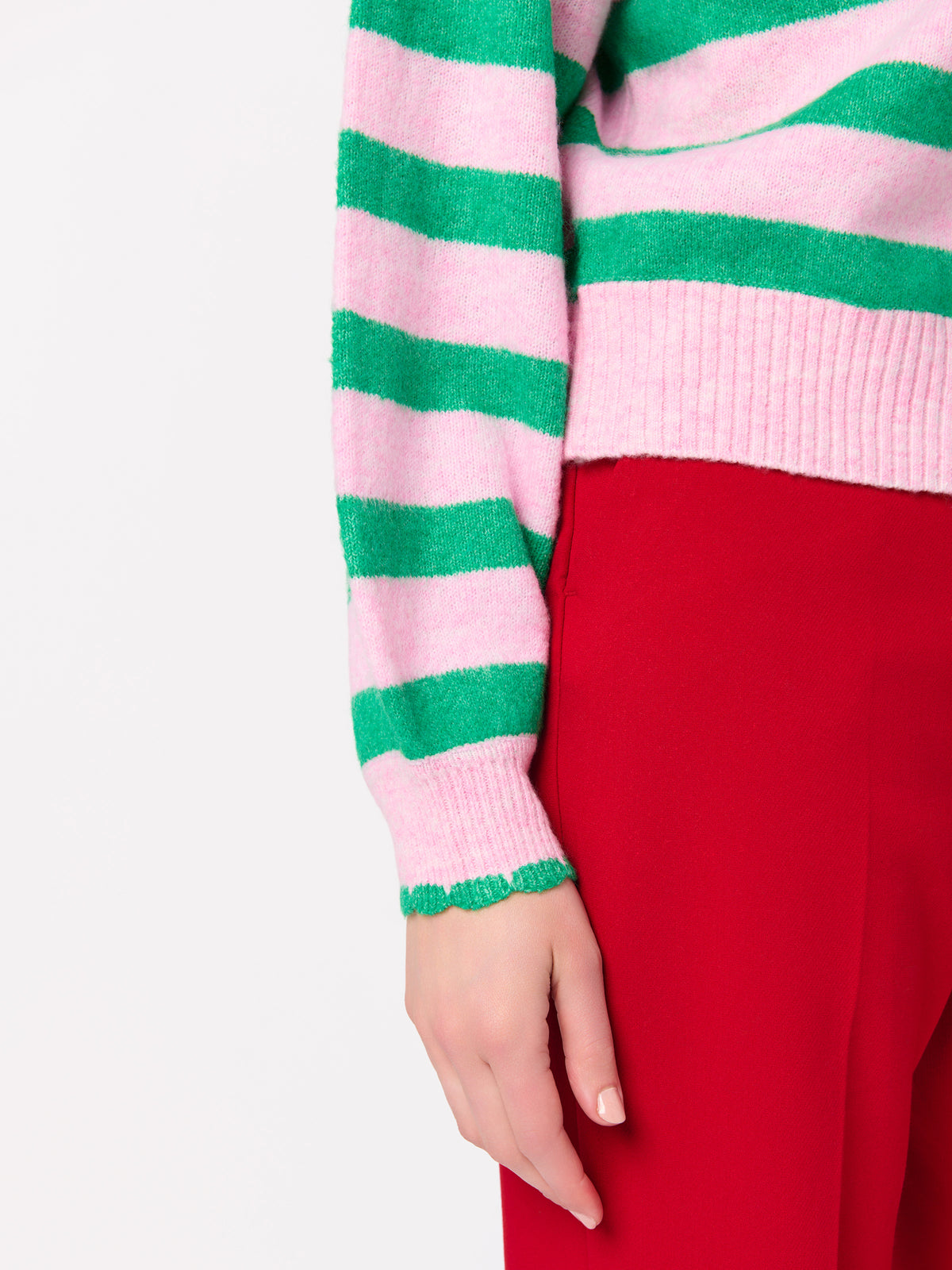 Shiraleah "Ho Ho Ho" Scallop Trim Relaxed Sweater GREEN / EXTRA SMALL
