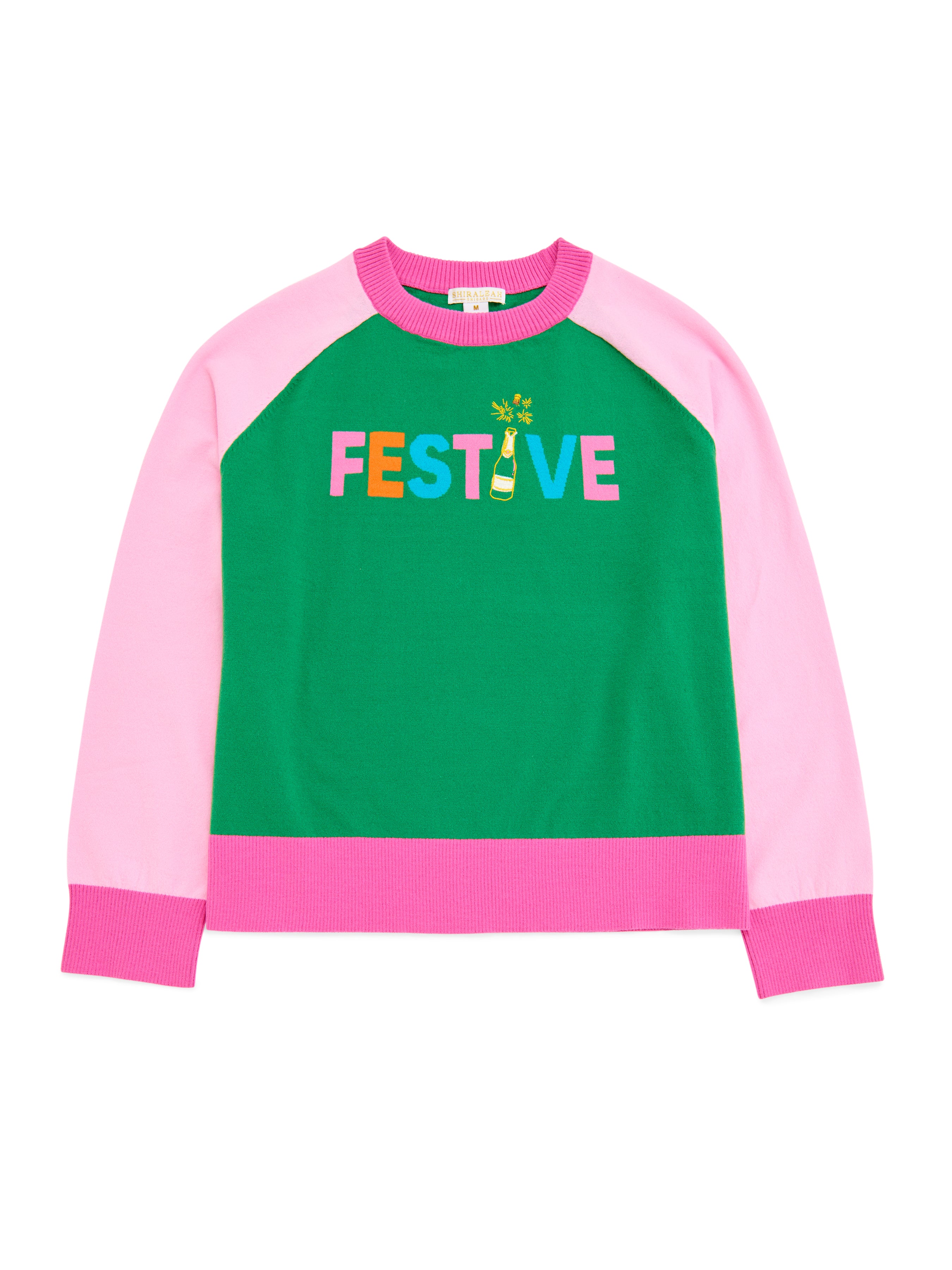 Shiraleah "Festive" Lightweight Boxy Sweater GREEN / EXTRA SMALL