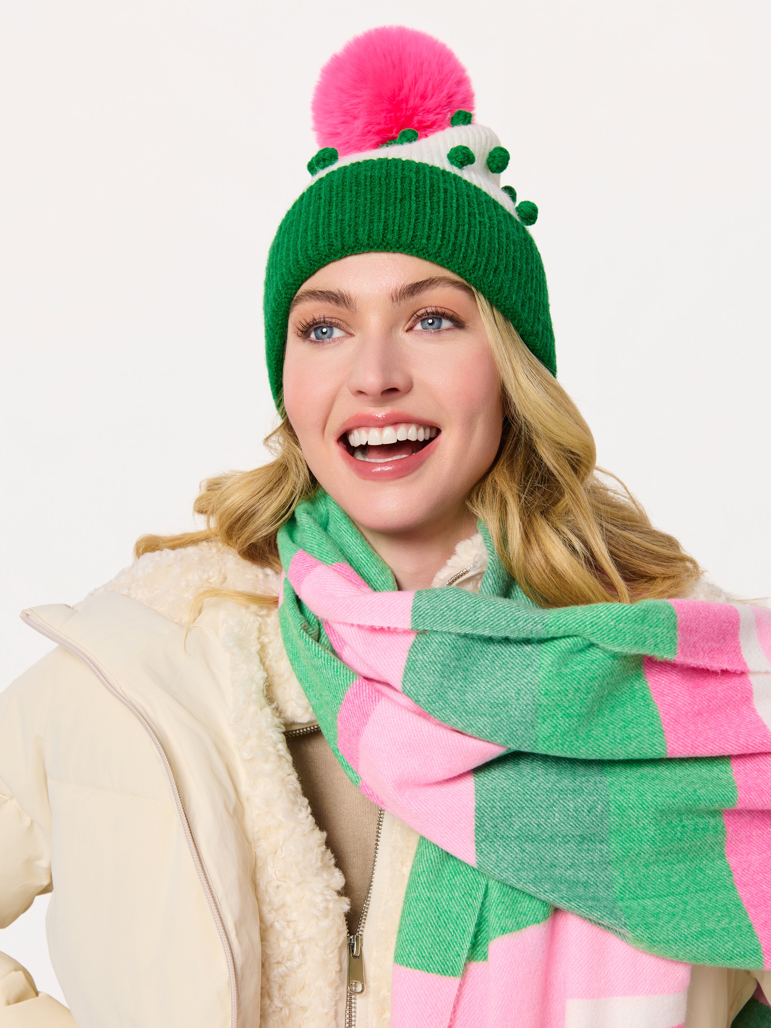 Shiraleah Jolly Pom Pom Beanie GREEN / OS