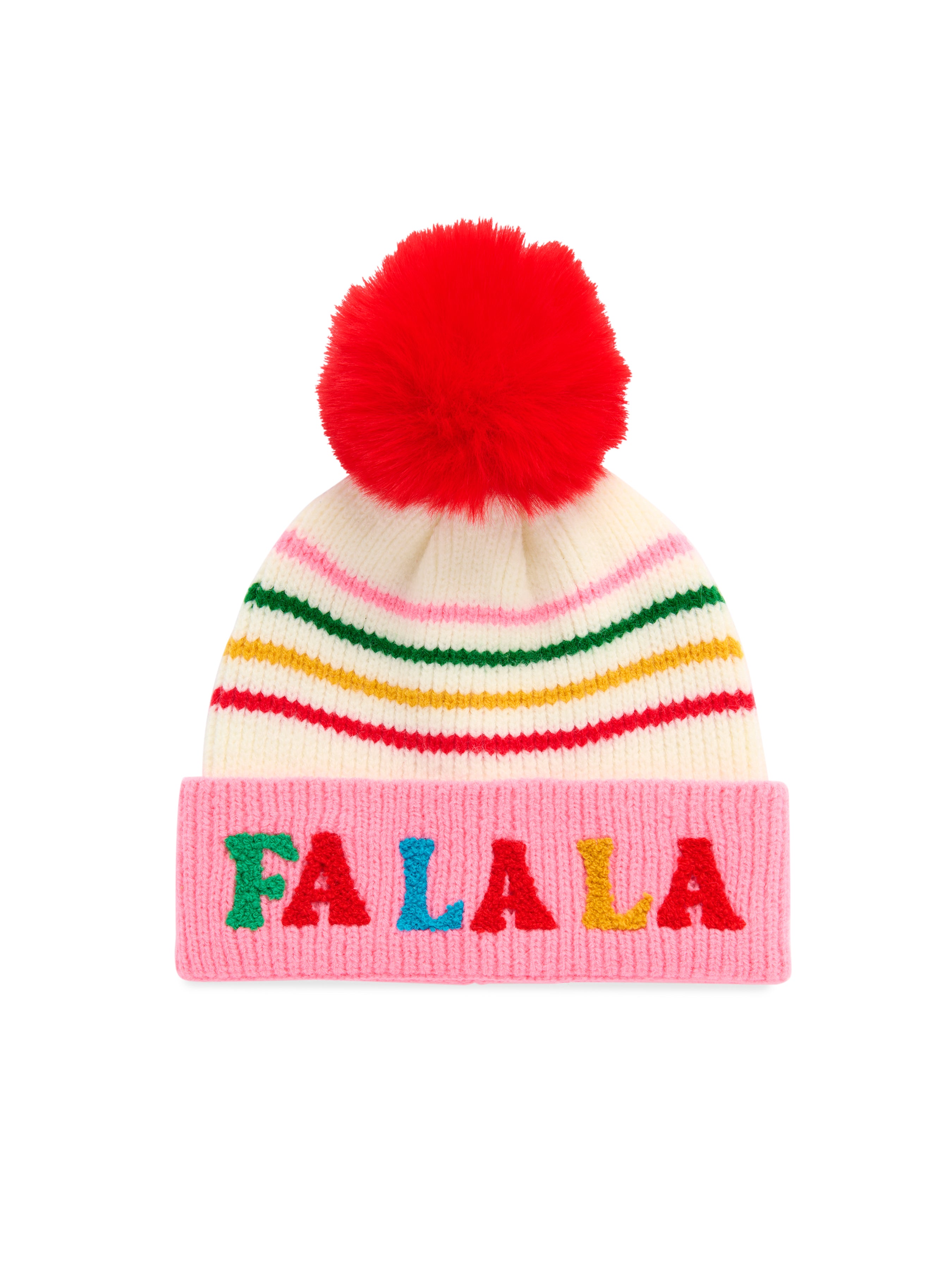 Shiraleah "Fa La La" Striped Beanie, Pink