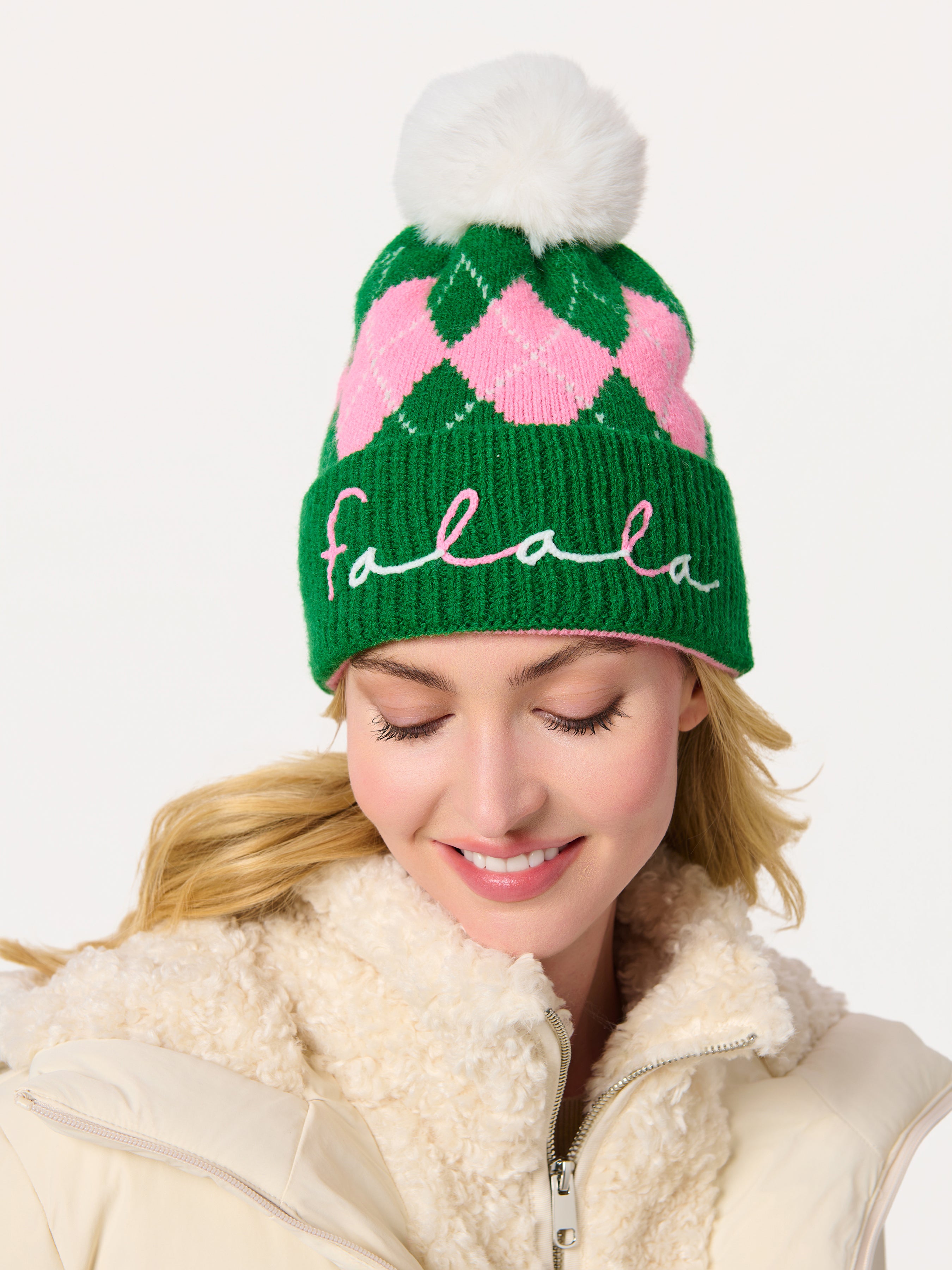 Shiraleah "Fa La La" Argyle Beanie, Green