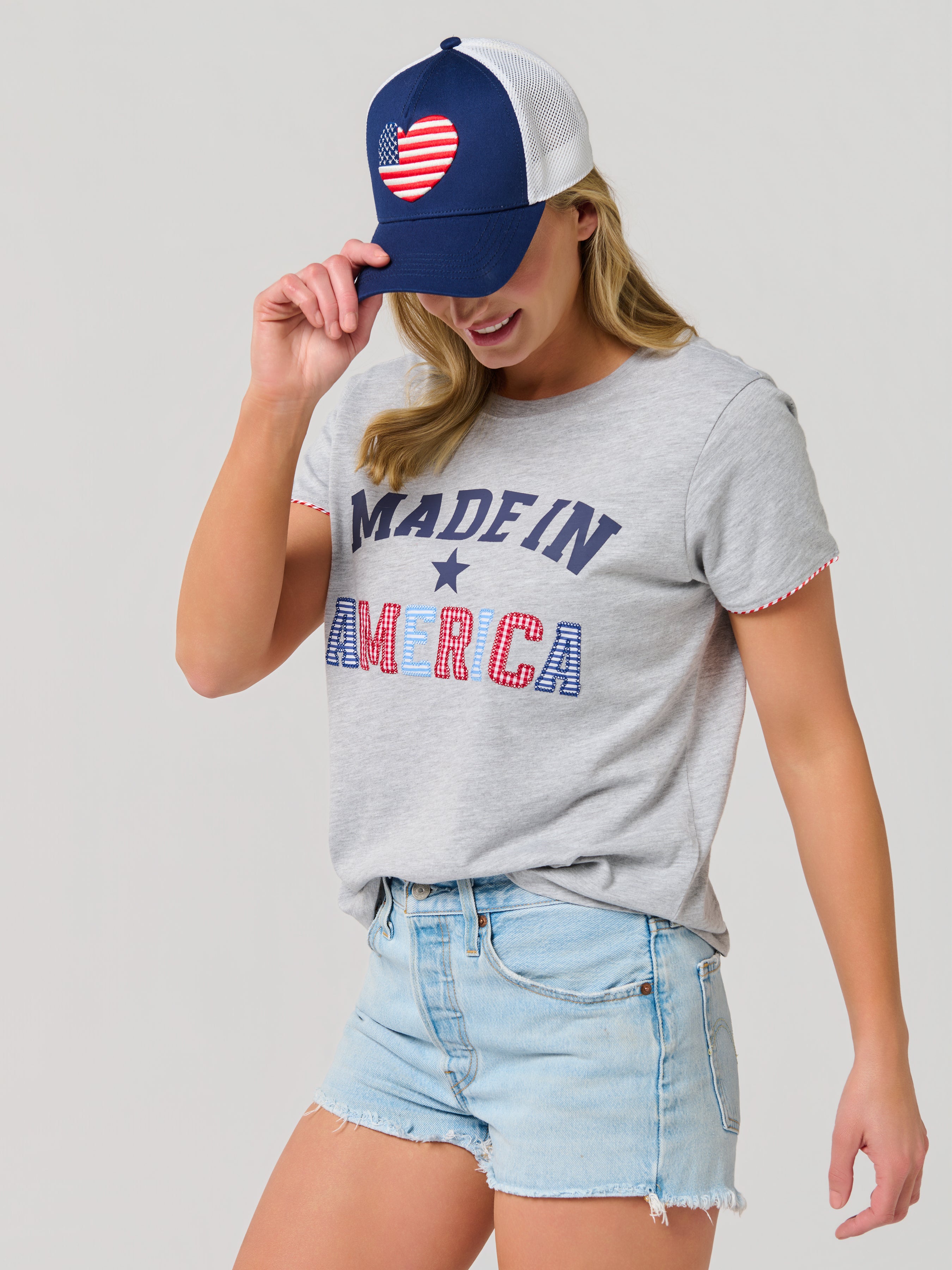 Shiraleah Heart Flag Trucker Hat, Navy