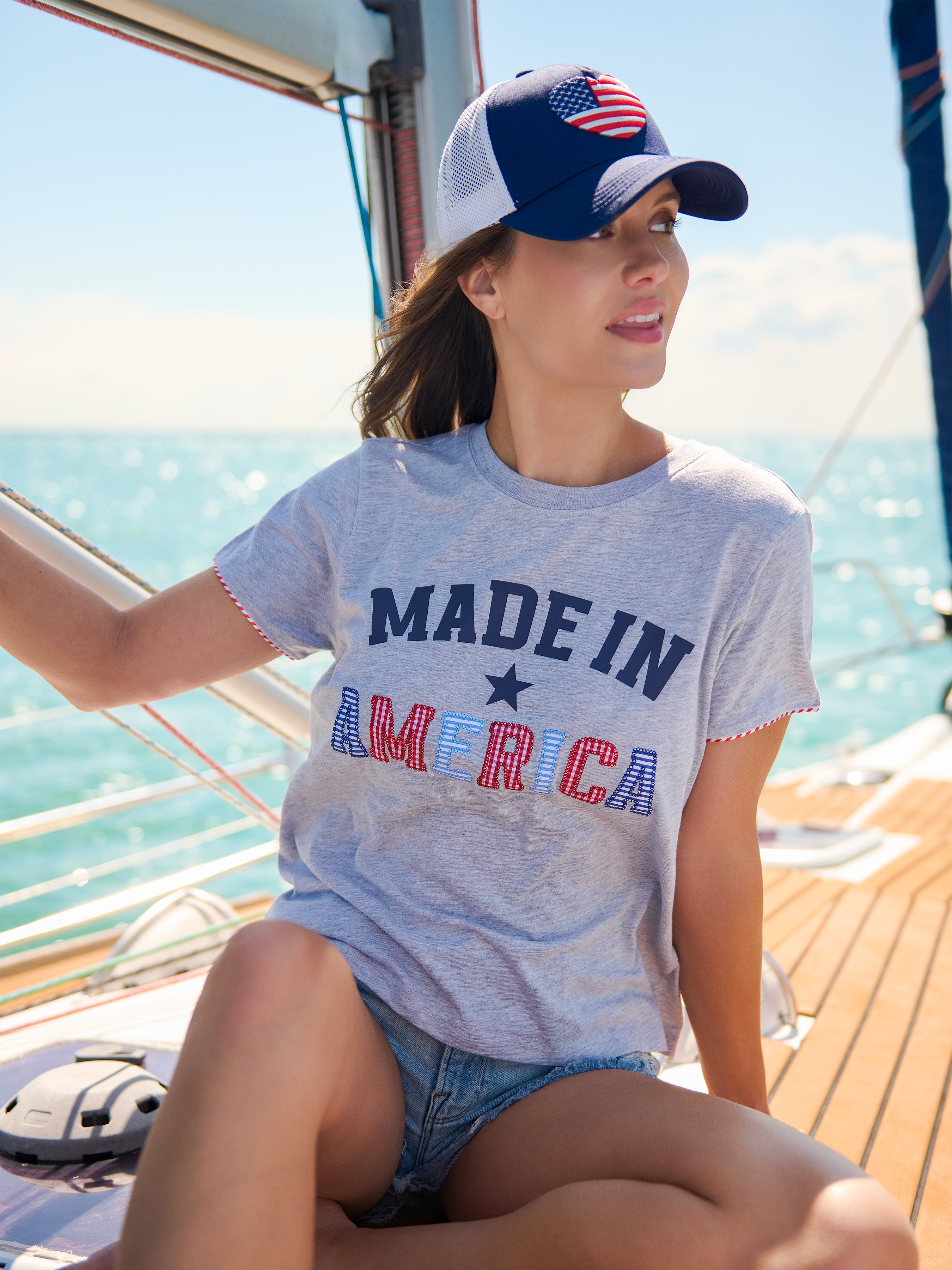 Shiraleah Heart Flag Trucker Hat, Navy