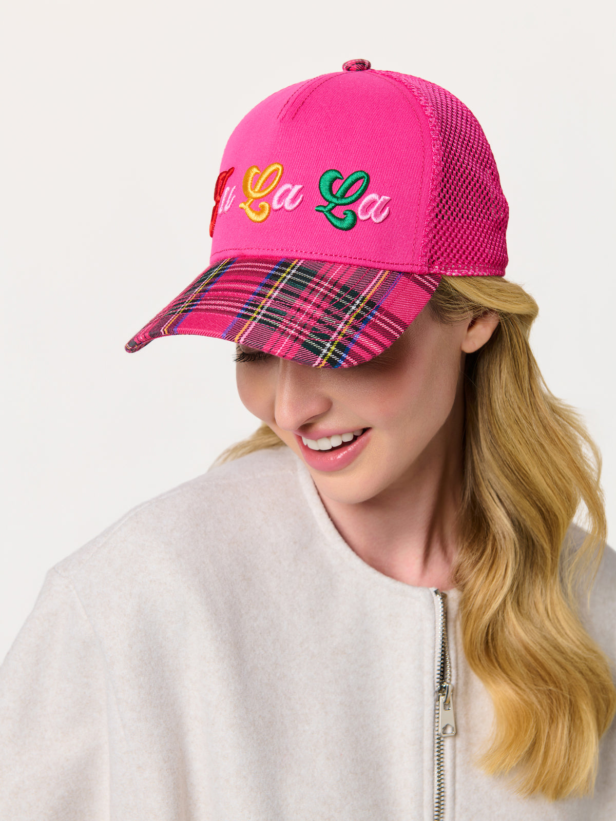 Shiraleah "Fa La La" Trucker Hat, Pink