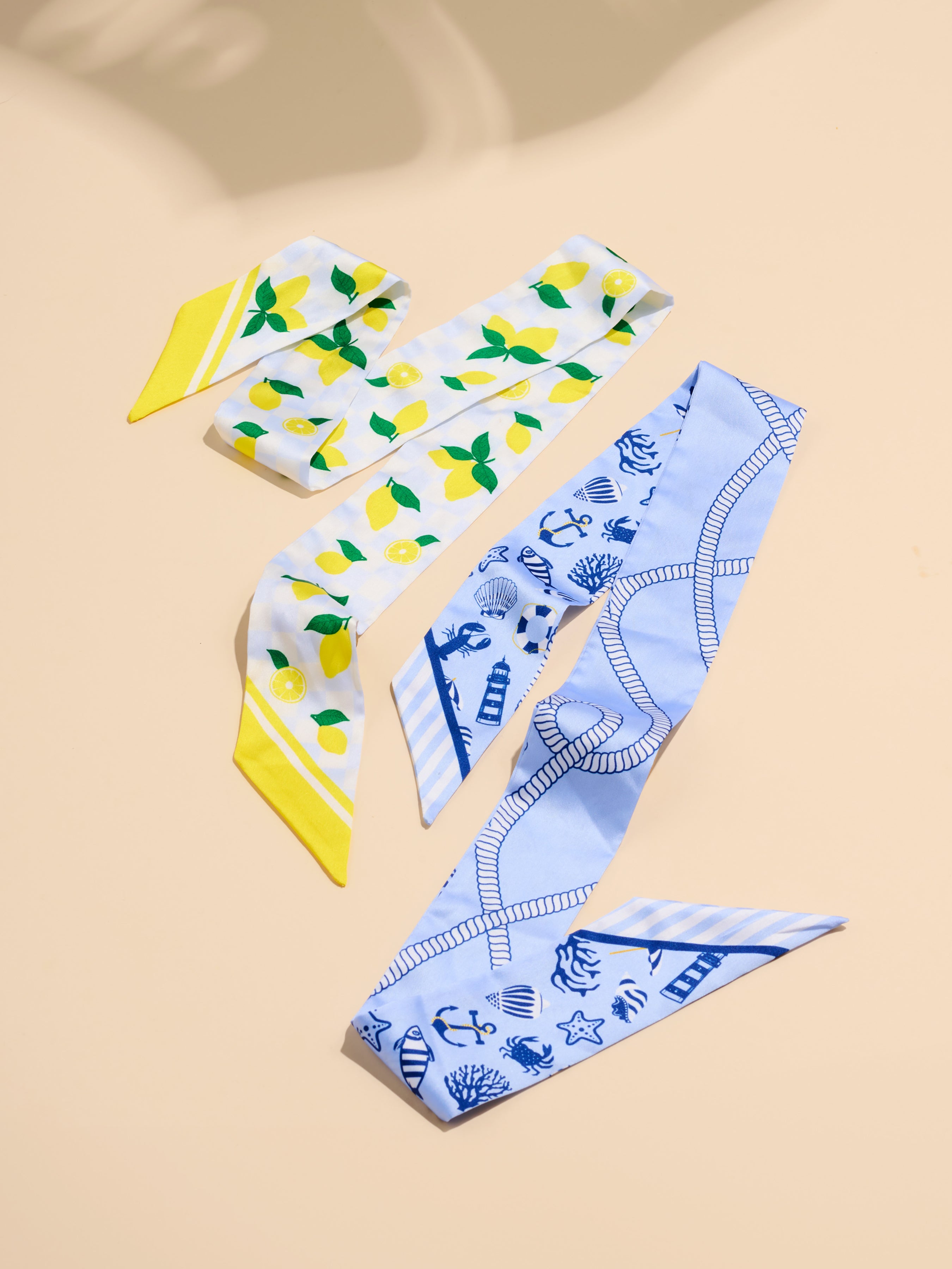 Shiraleah Assorted Set of 2 Coastal Citrus Twilly Scarf, Multi