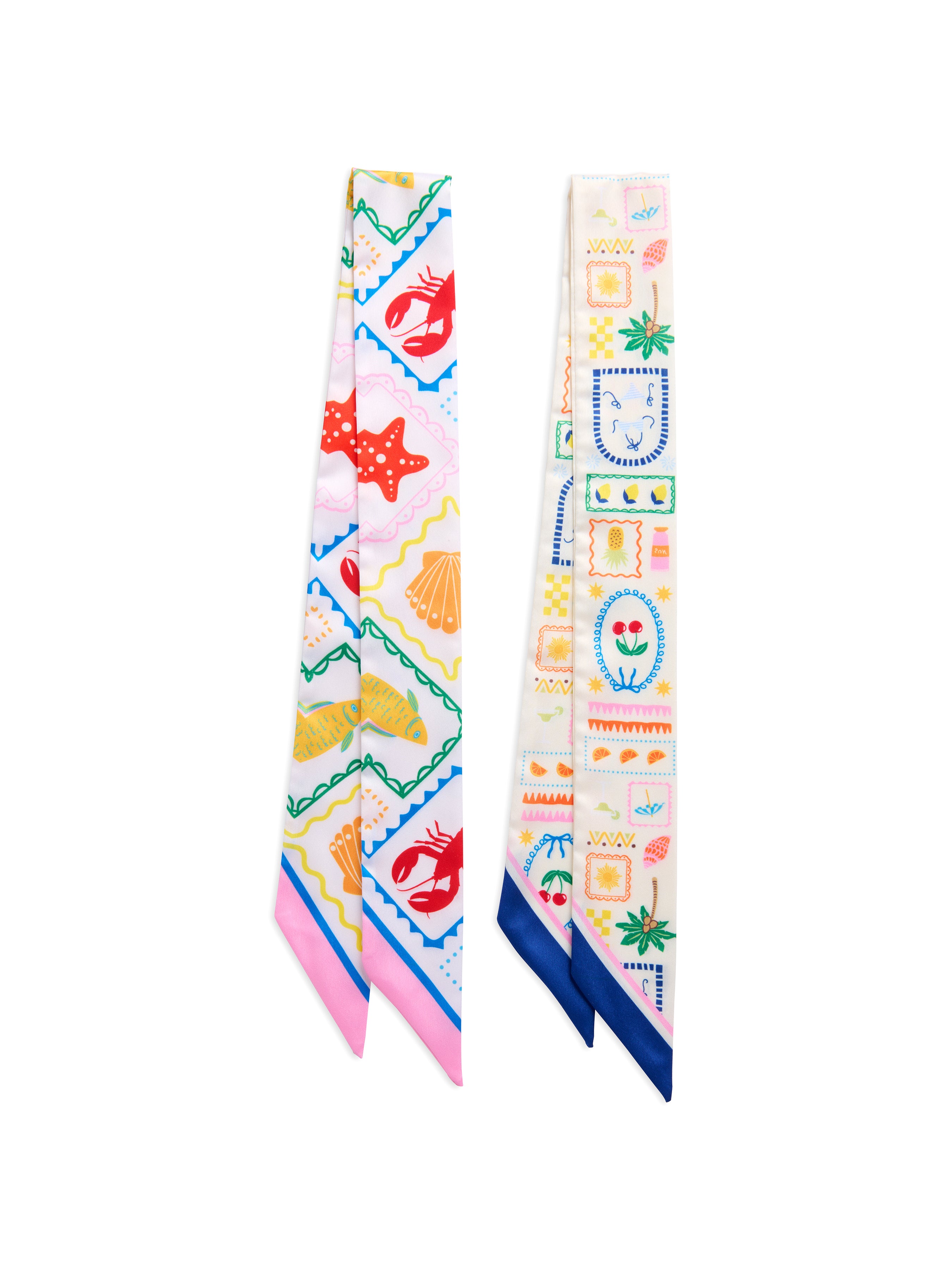 Shiraleah Assorted Set of 2 Coral Cherries Twilly Scarf, Multi