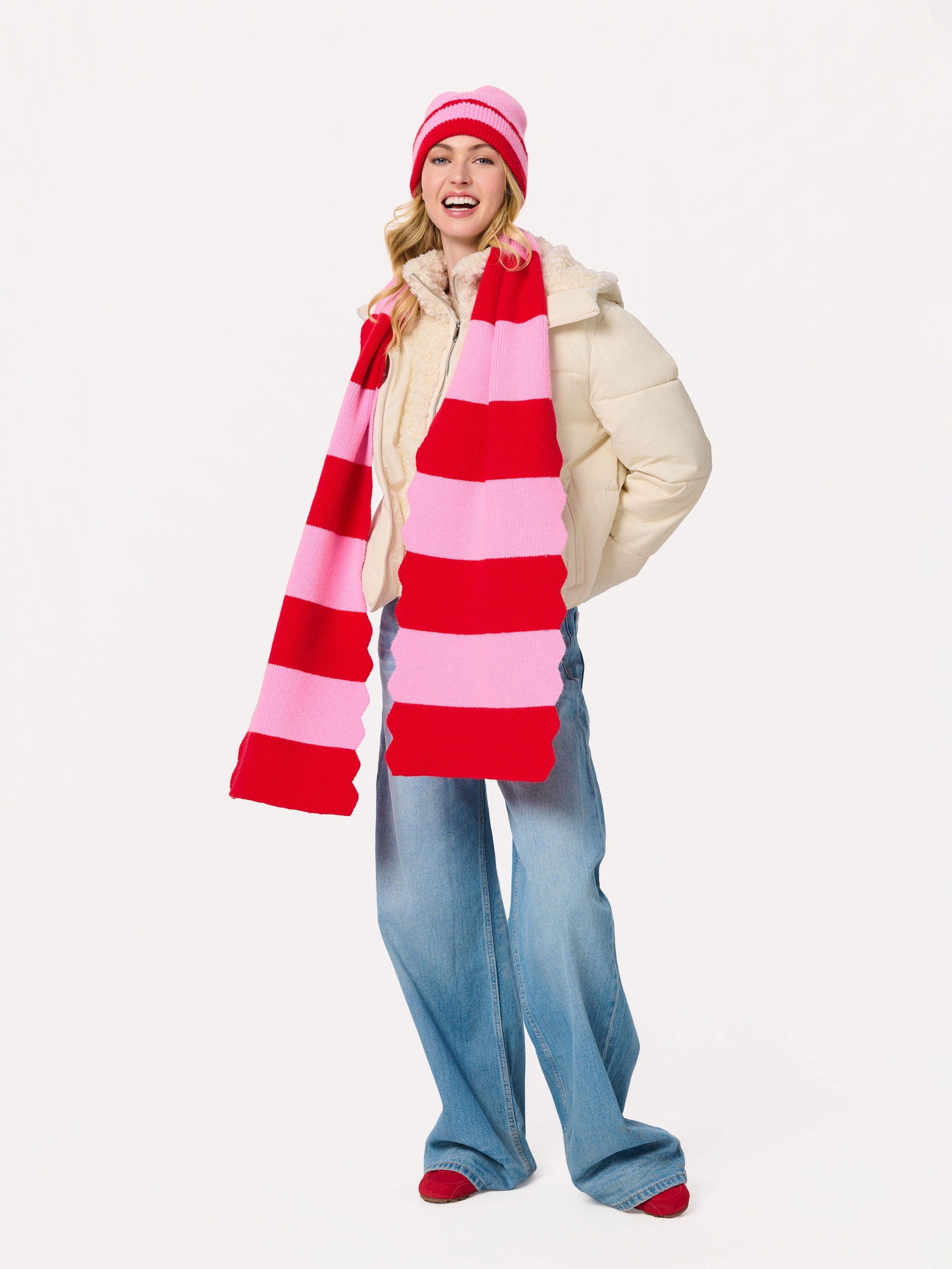 Shiraleah Scala Striped Scarf RED / OS