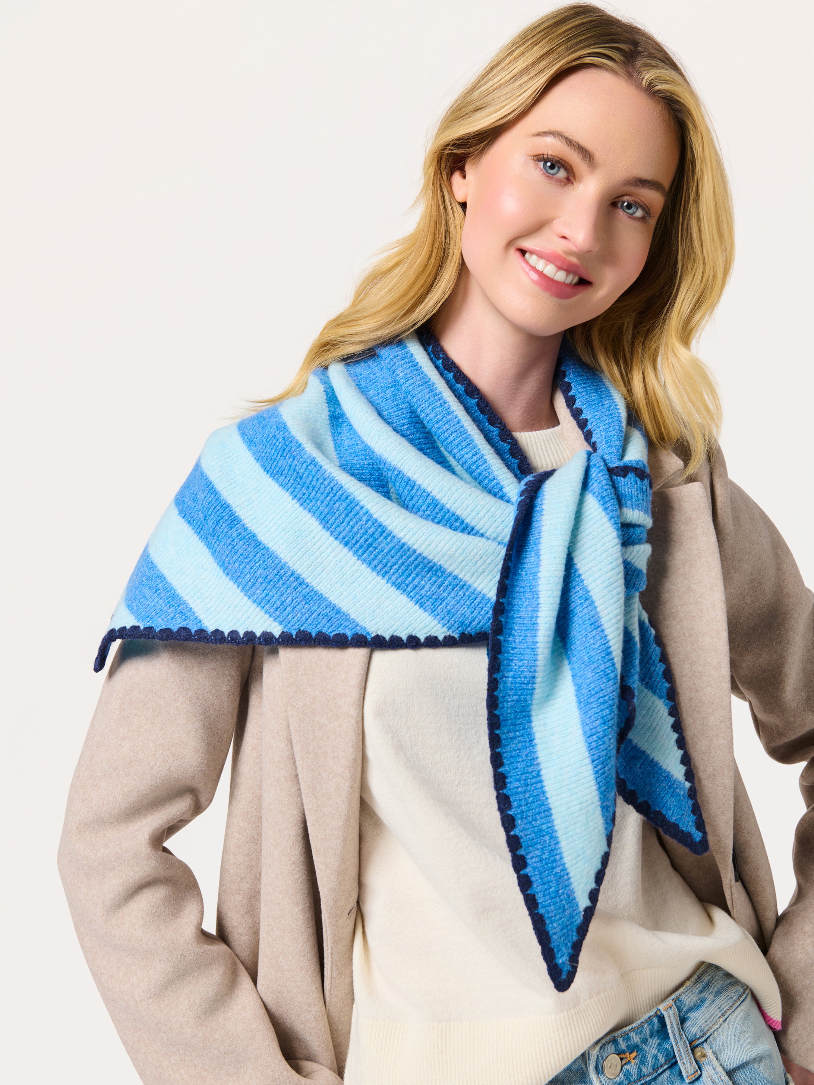 Shiraleah Joy Large Triangle Scarf BLUE / OS
