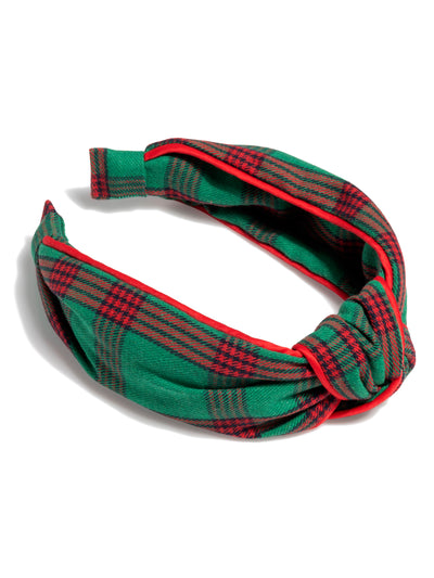 Shiraleah Knotted Plaid Headband, Emerald