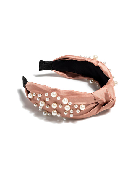 Shiraleah Knotted Pearl Embellished Headband, Blush - FINAL SALE ONLY