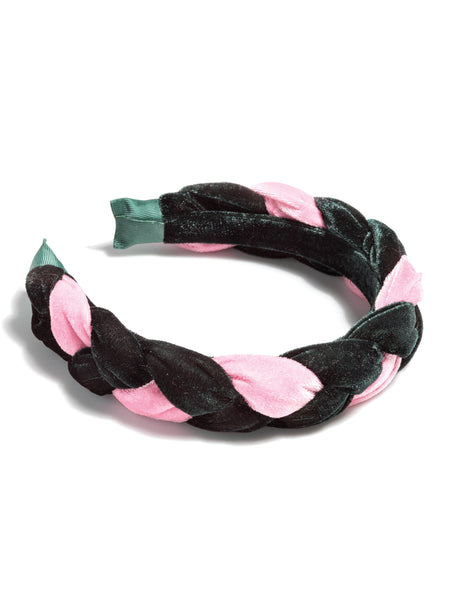 Shiraleah Braided Velvet Headband, Green & Pink