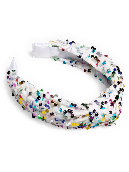 Shiraleah Knotted Sequins Headband, White