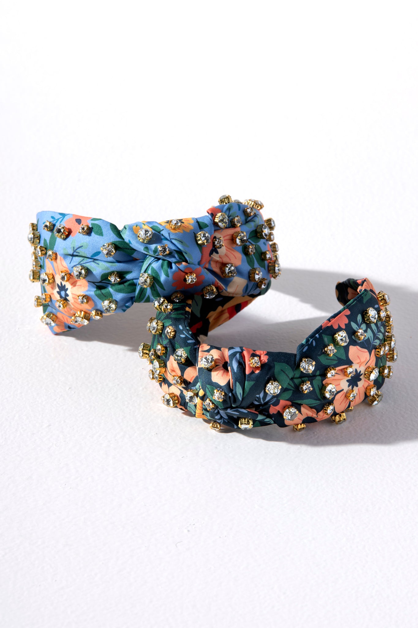 Shiraleah Floral Embellished Knotted Headband, Navy