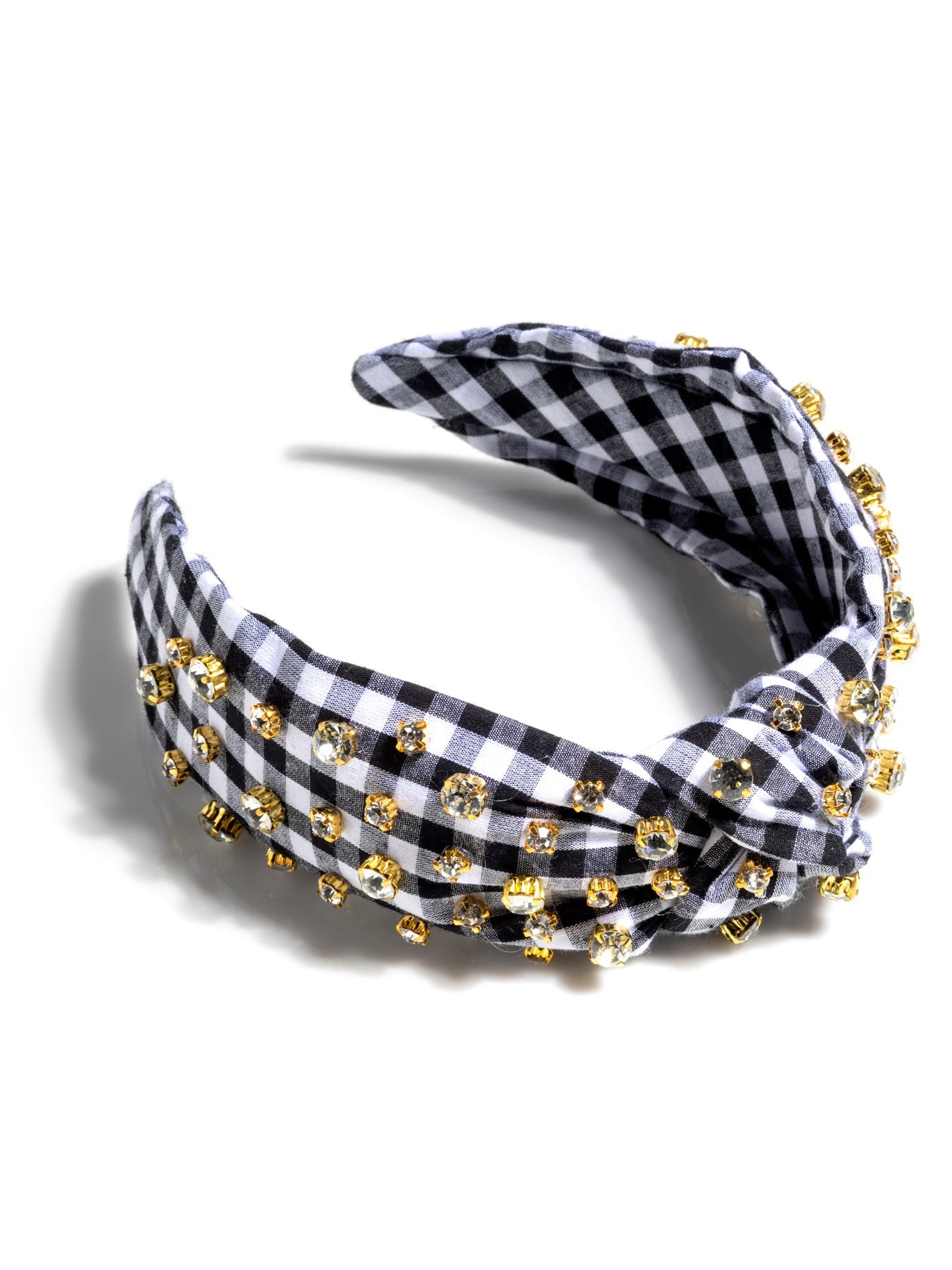 Shiraleah Embellished Gingham Knotted Headband BLACK