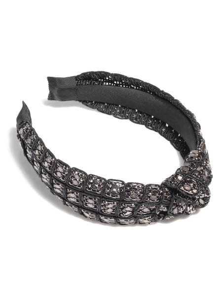 Shiraleah Mesh Bead Knotted Headband, Black