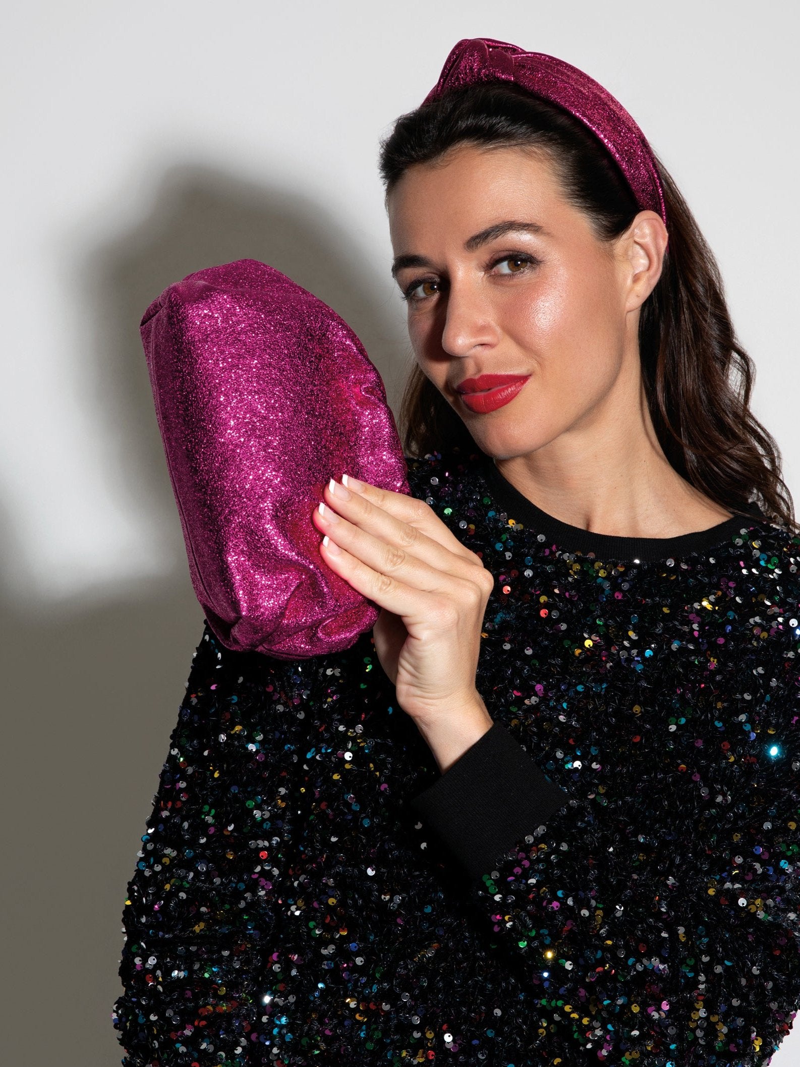 Shiraleah Metallic Knotted Headband MAGENTA