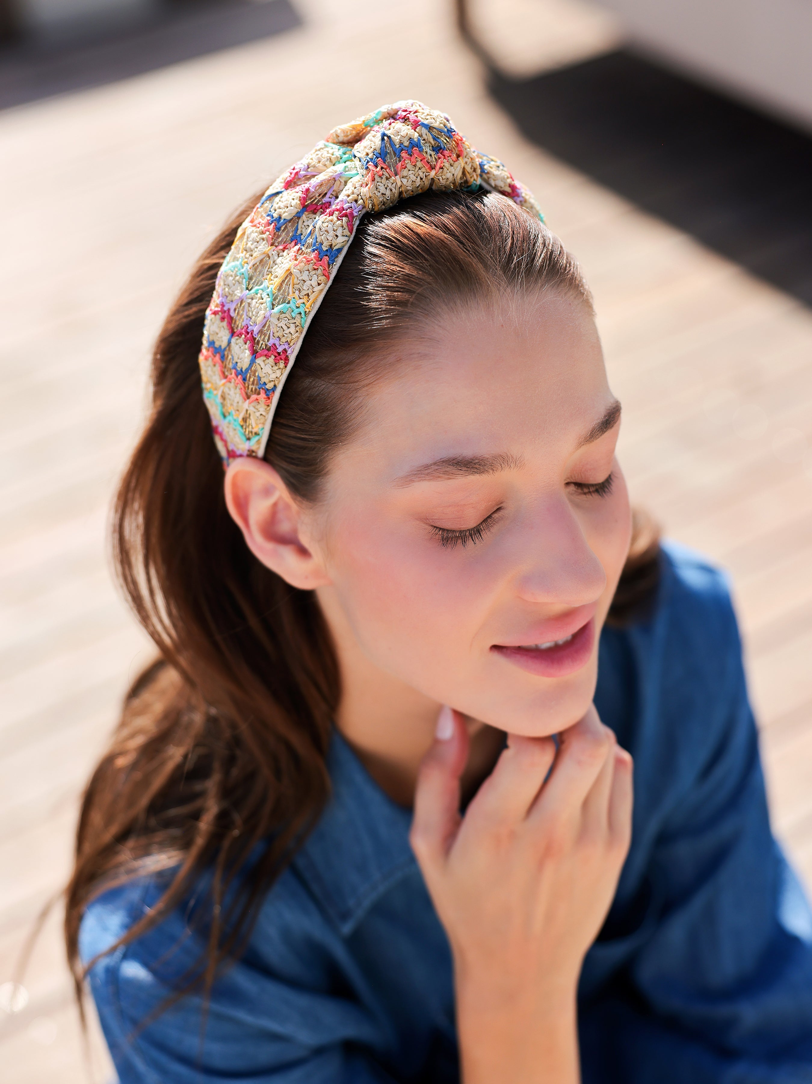 Shiraleah Paper Straw Knotted Headband, Multi