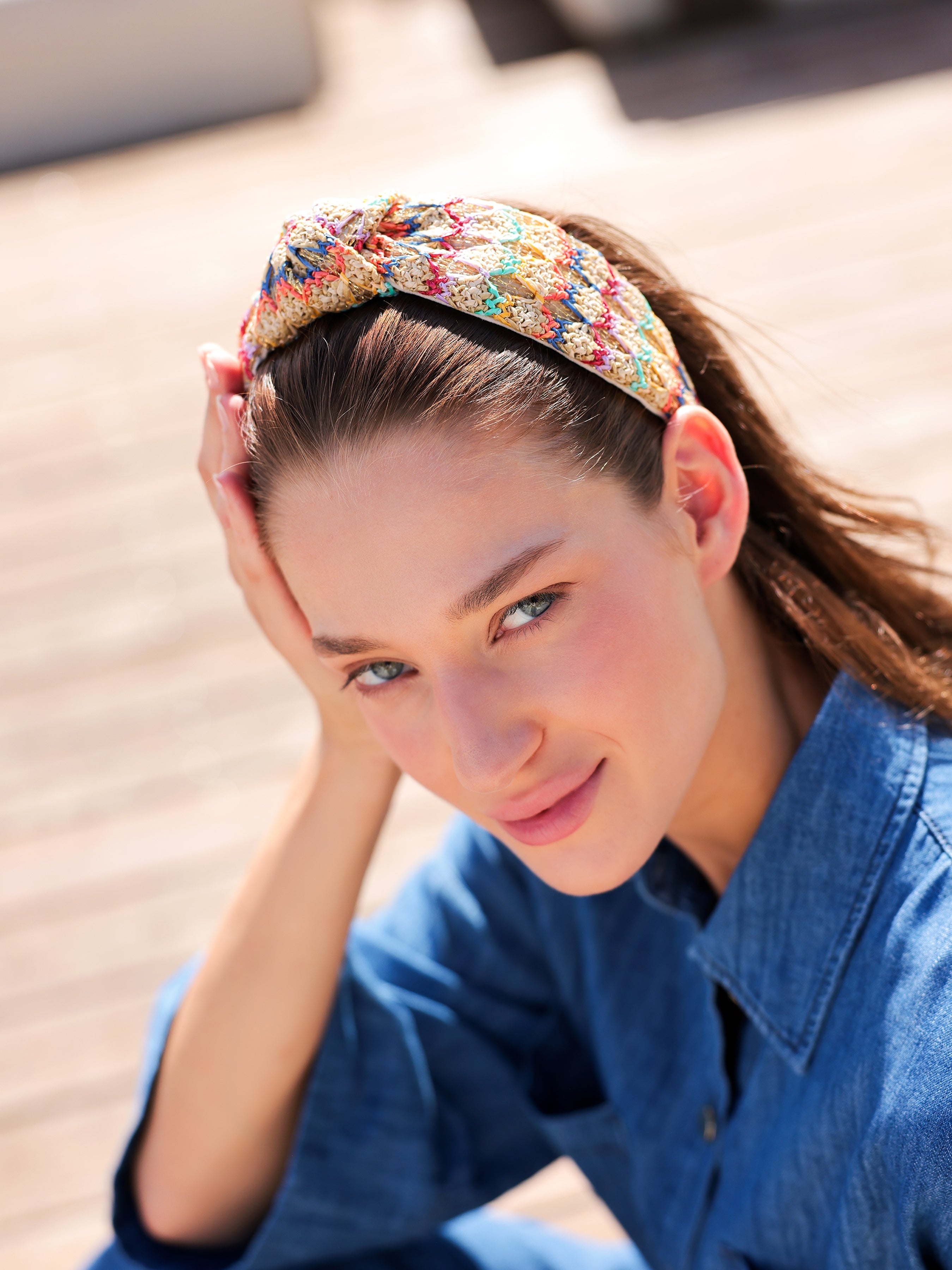 Shiraleah Paper Straw Knotted Headband, Multi