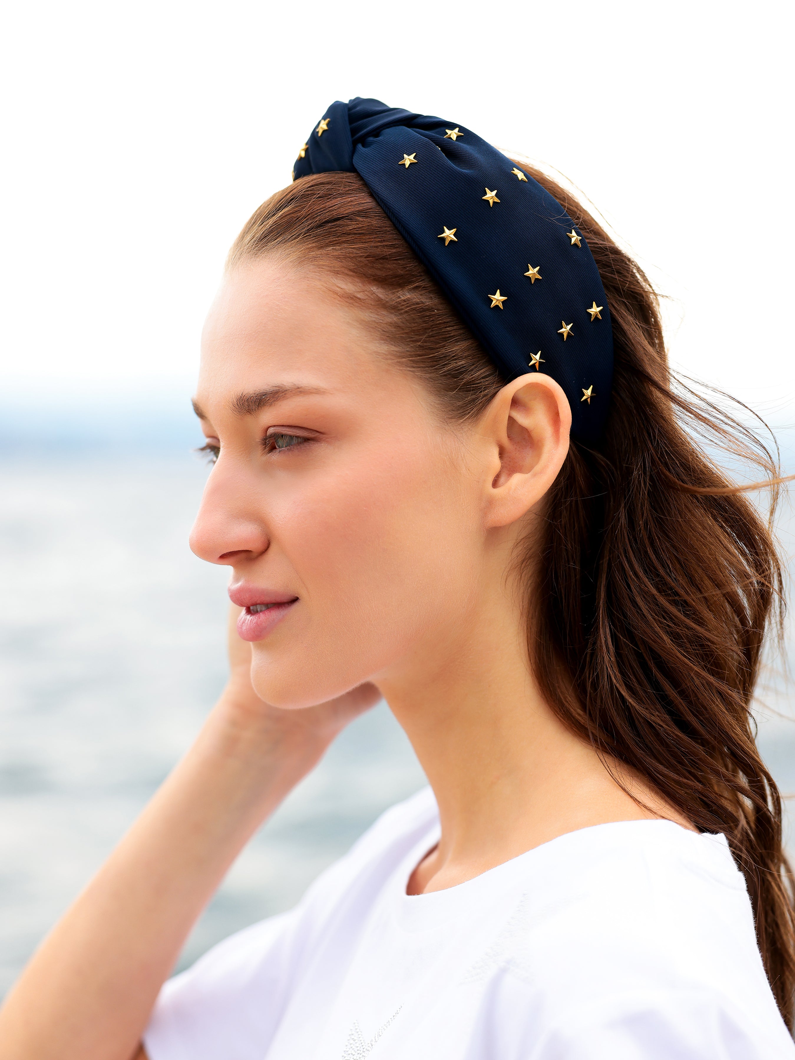 Shiraleah Stars Knotted Headband NAVY