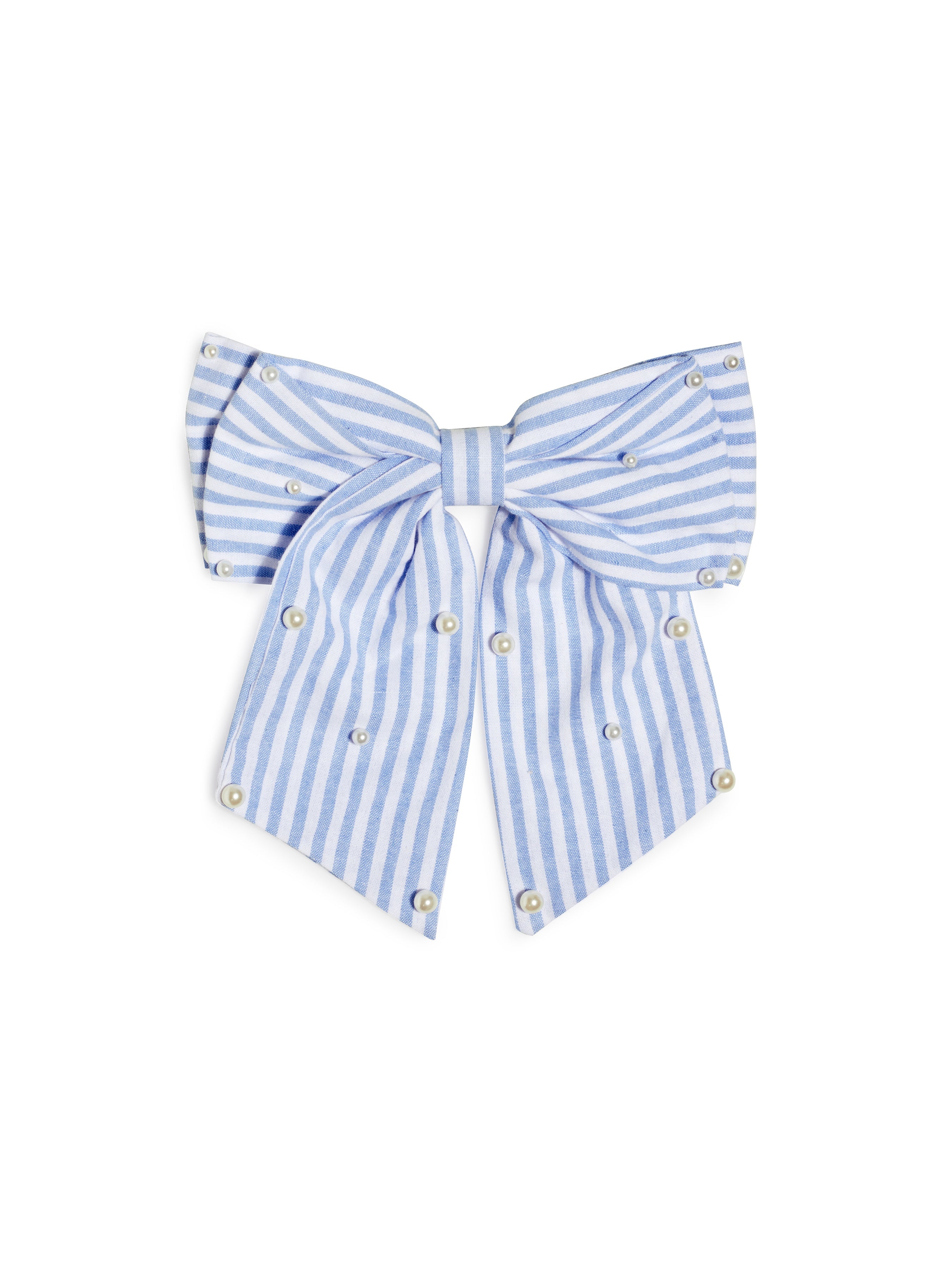 Shiraleah Pearls And Stripes Bow Clip BLUE