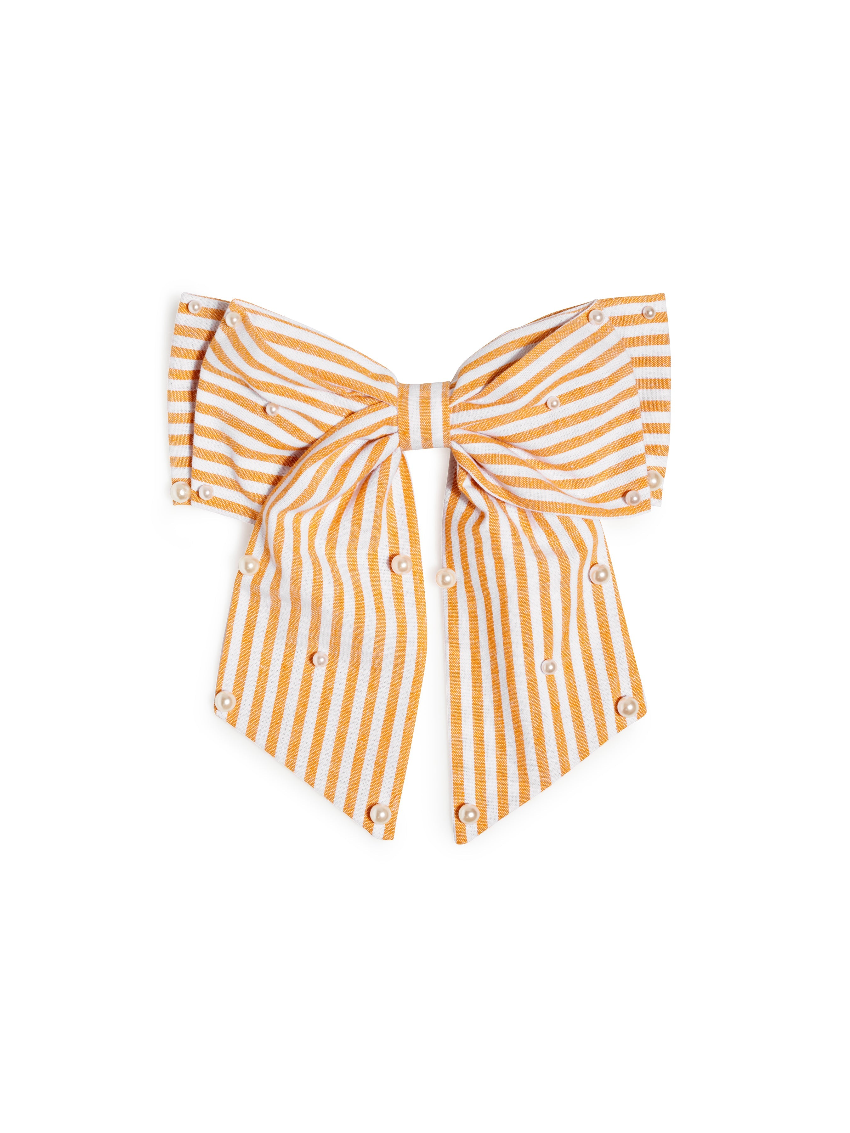 Shiraleah Pearls And Stripes Bow Clip GOLD