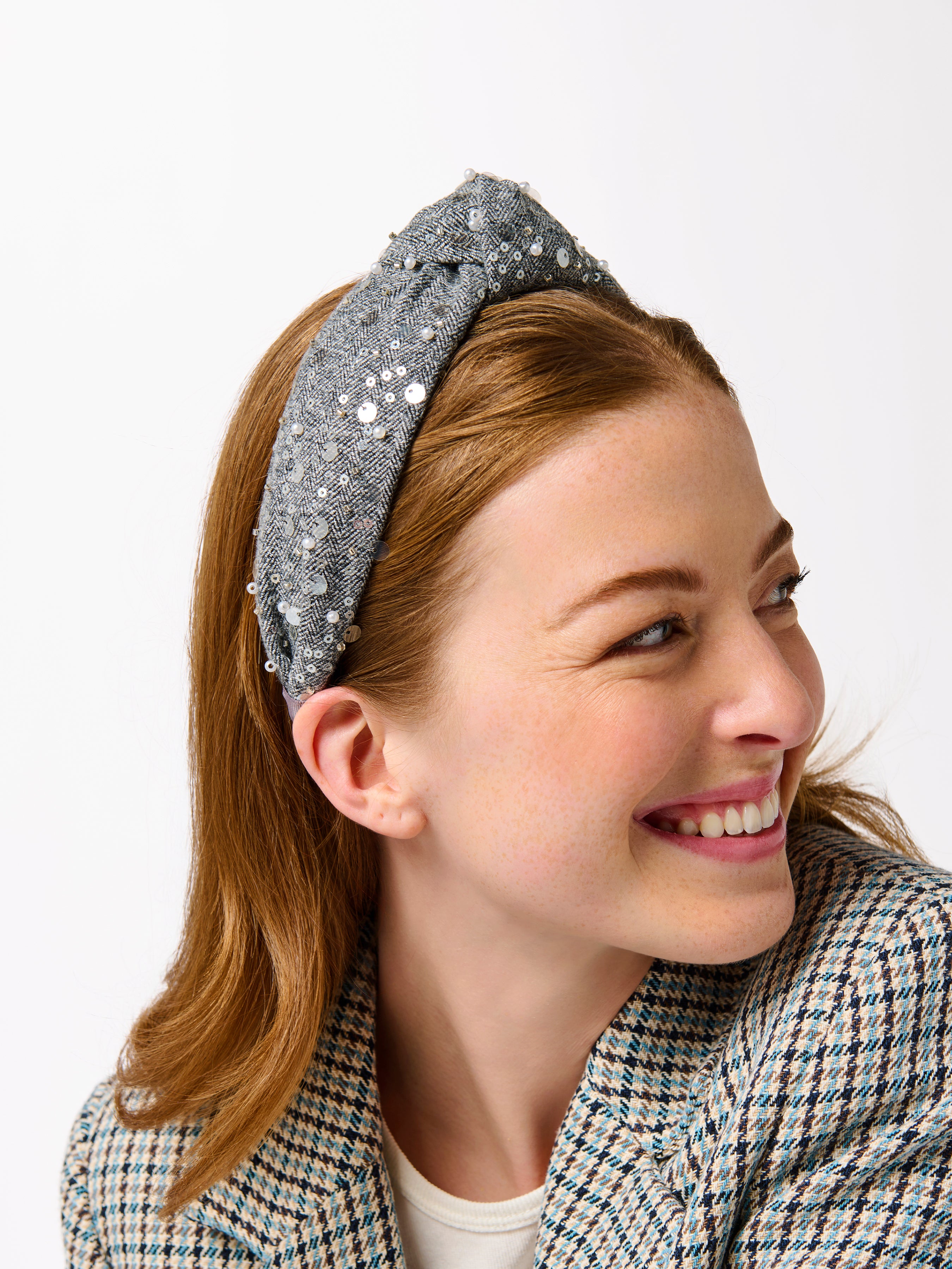 Shiraleah Sequin Tweed Headband, Grey
