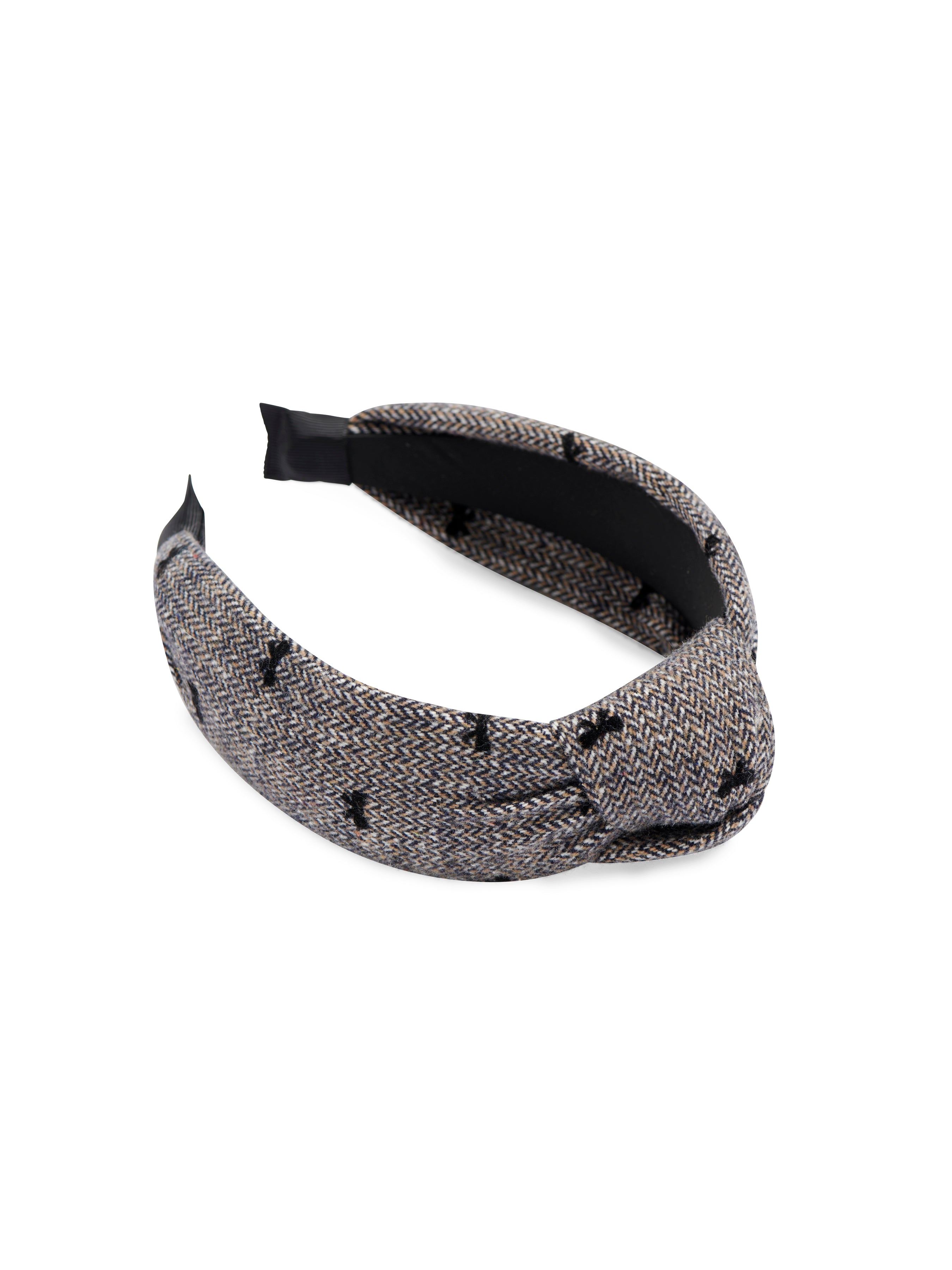 Shiraleah Tweed Bow Headband, Charcoal