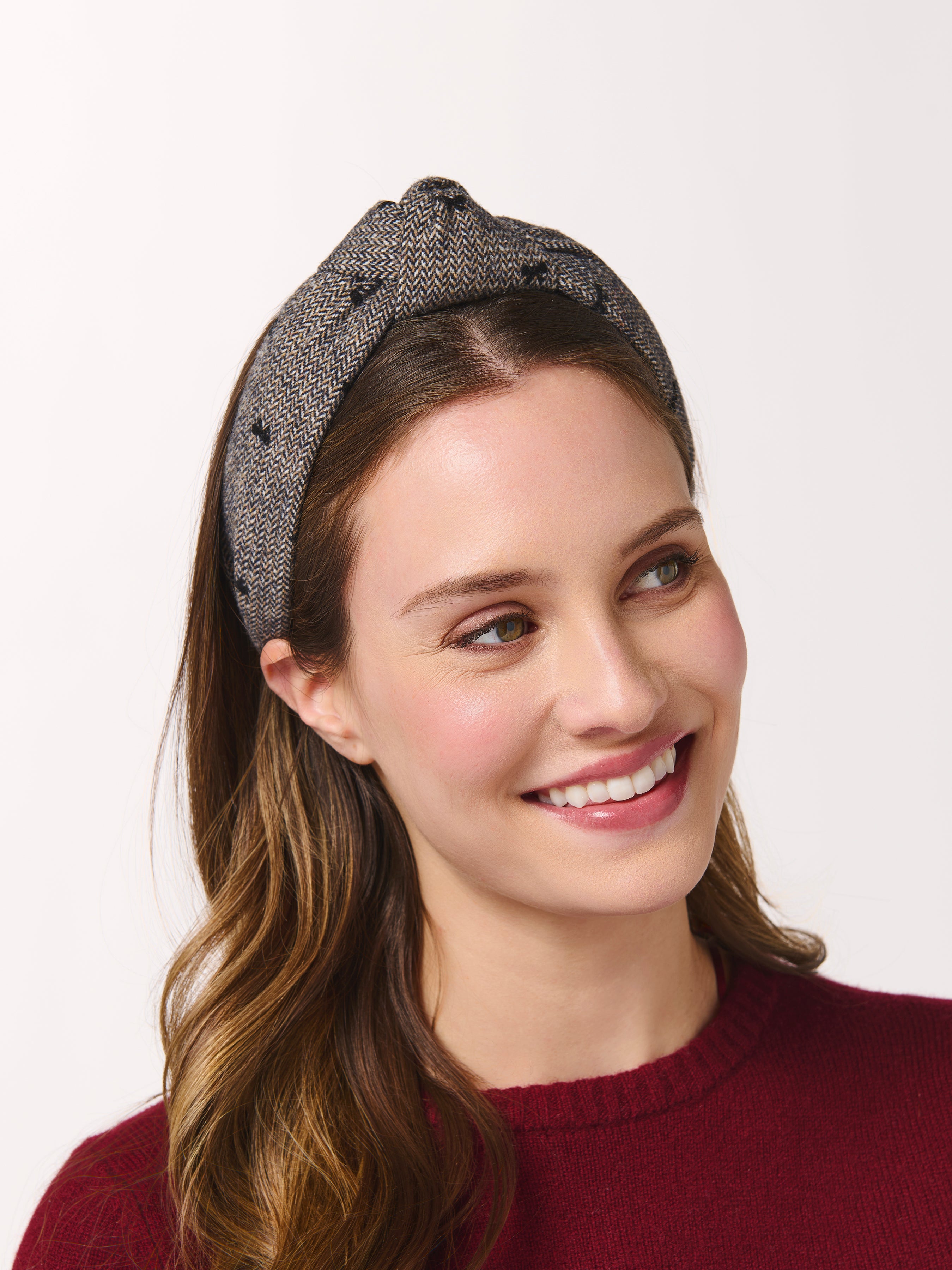 Shiraleah Tweed Bow Headband, Charcoal