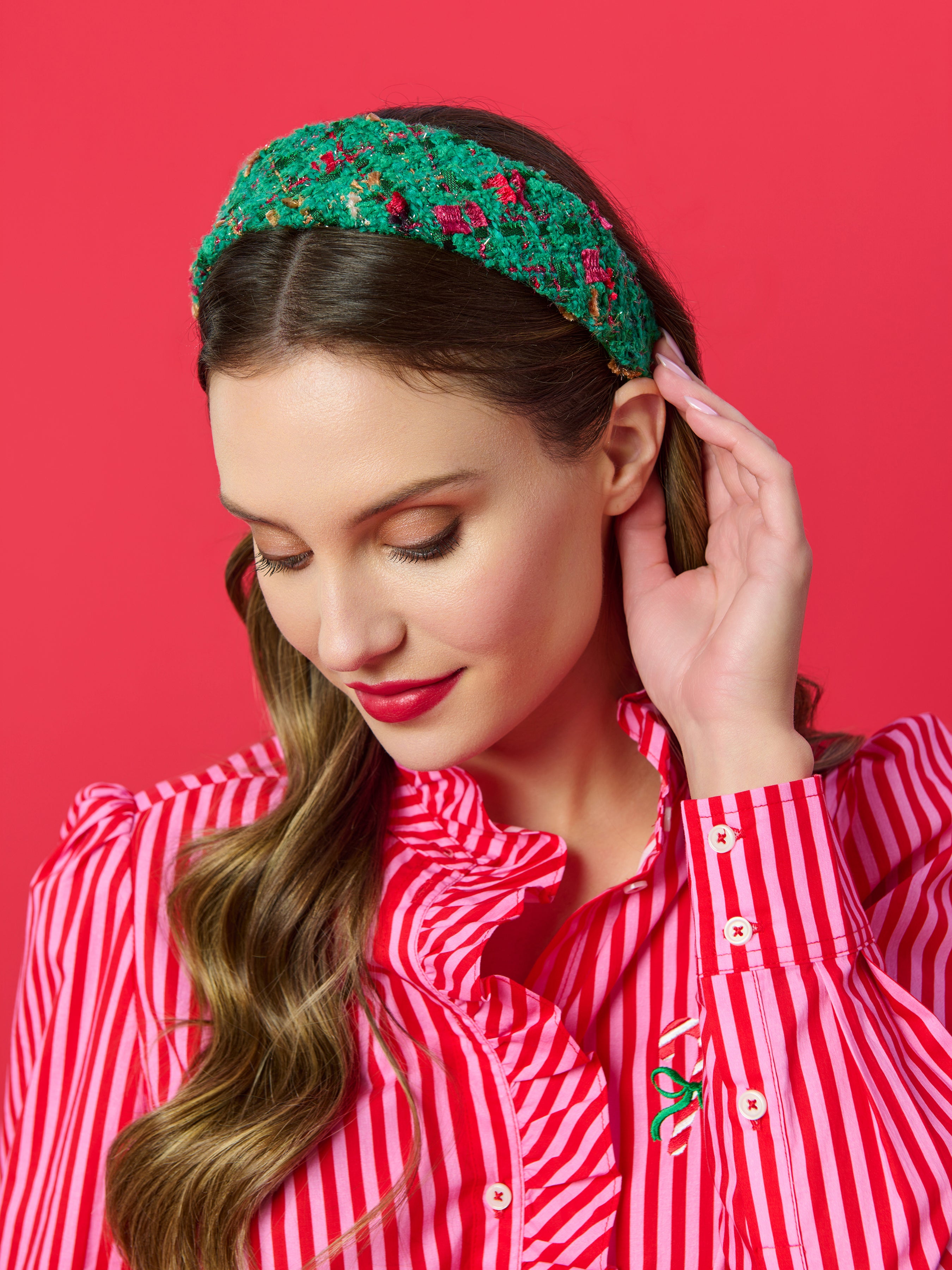 Shiraleah Wide Tweed Headband GREEN / OS