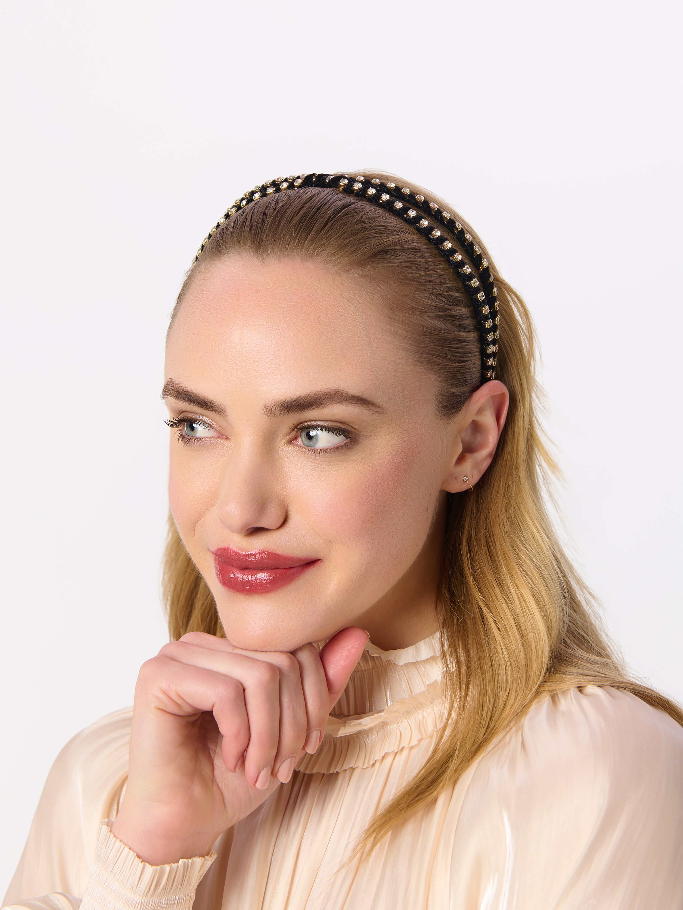 Shiraleah Rhinestone Skinny Double Headband BLACK / OS