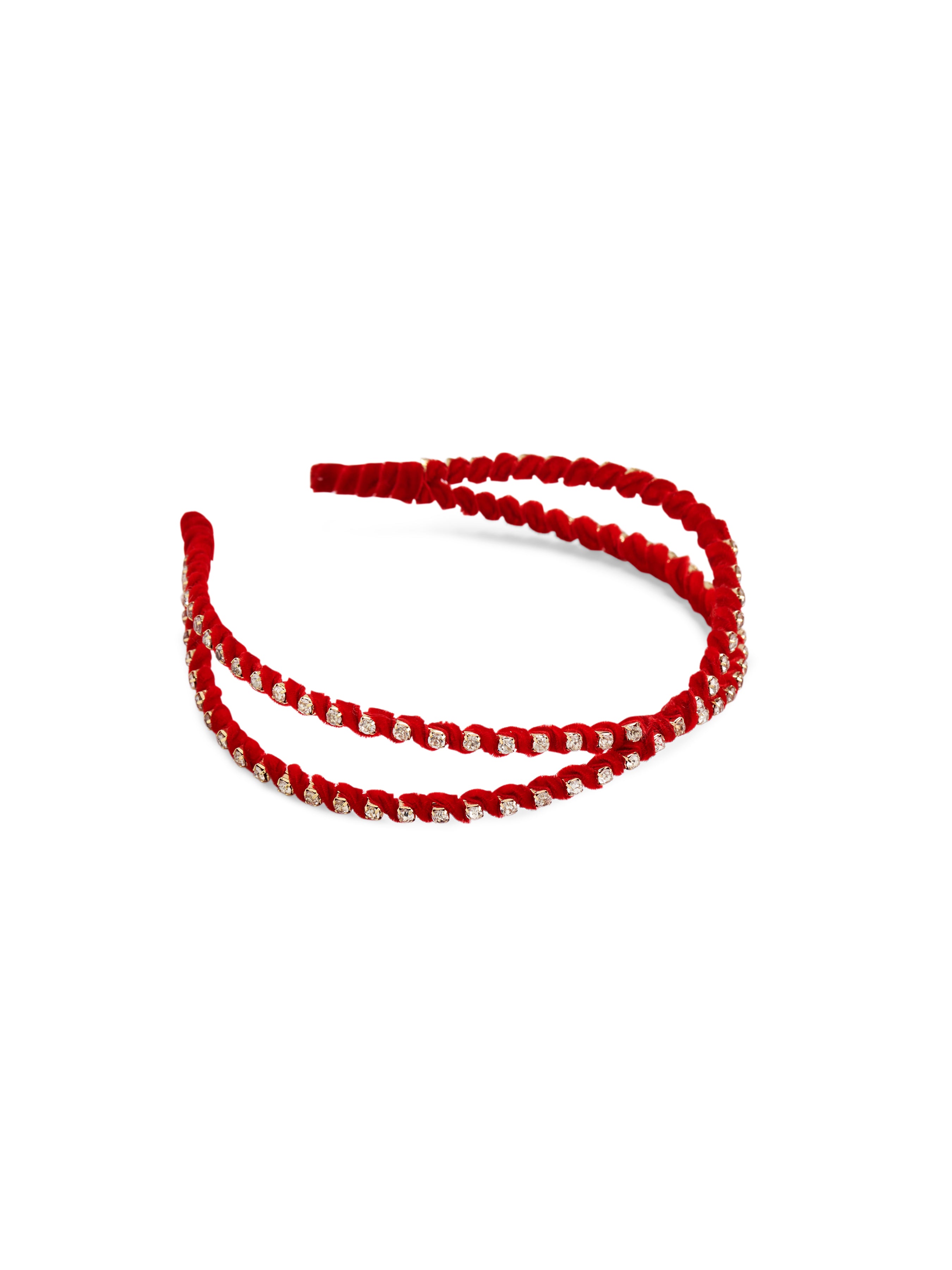Shiraleah Rhinestone Skinny Double Headband RED / OS