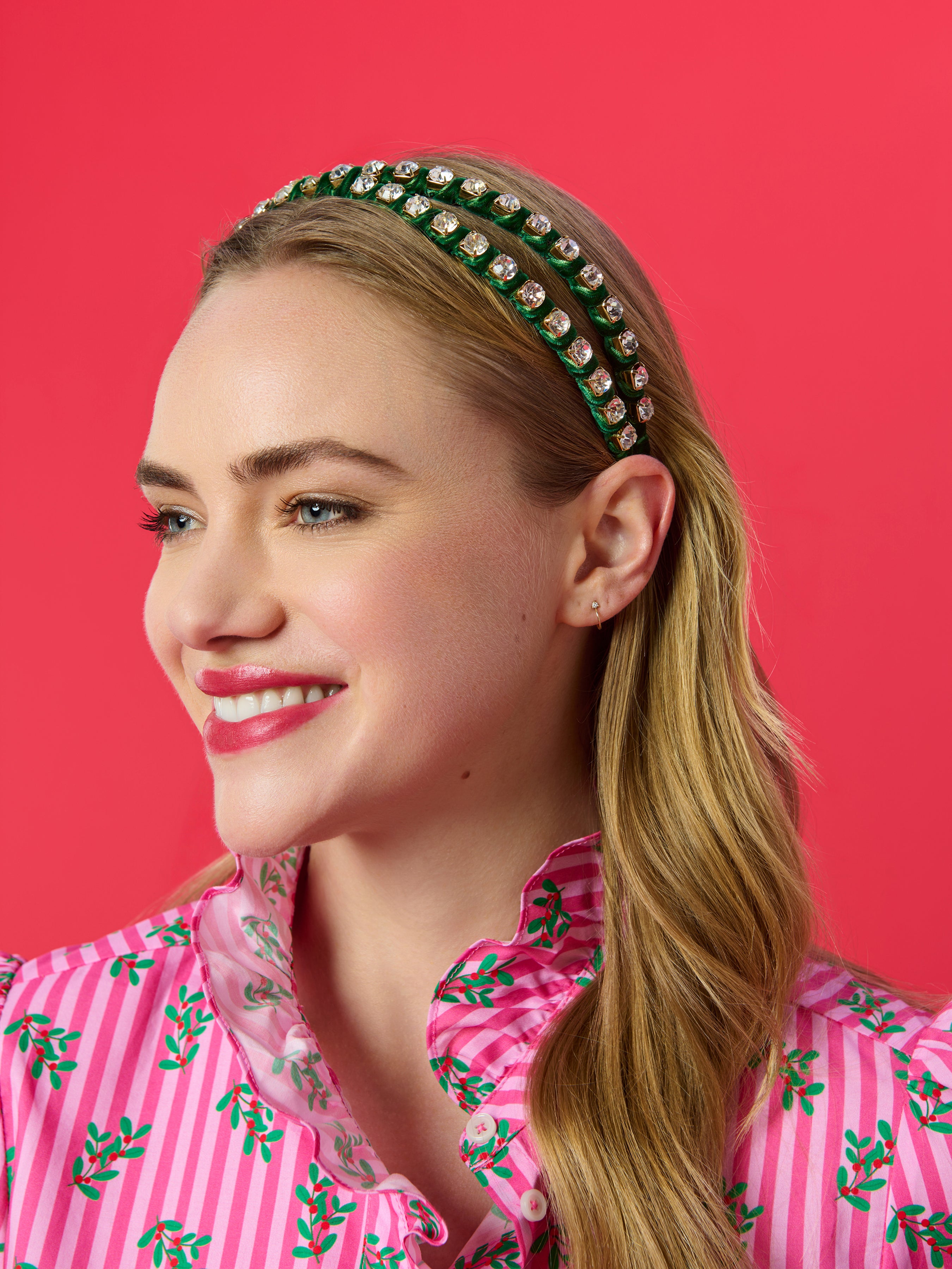 Shiraleah Rhinestone Double Headband GREEN / OS