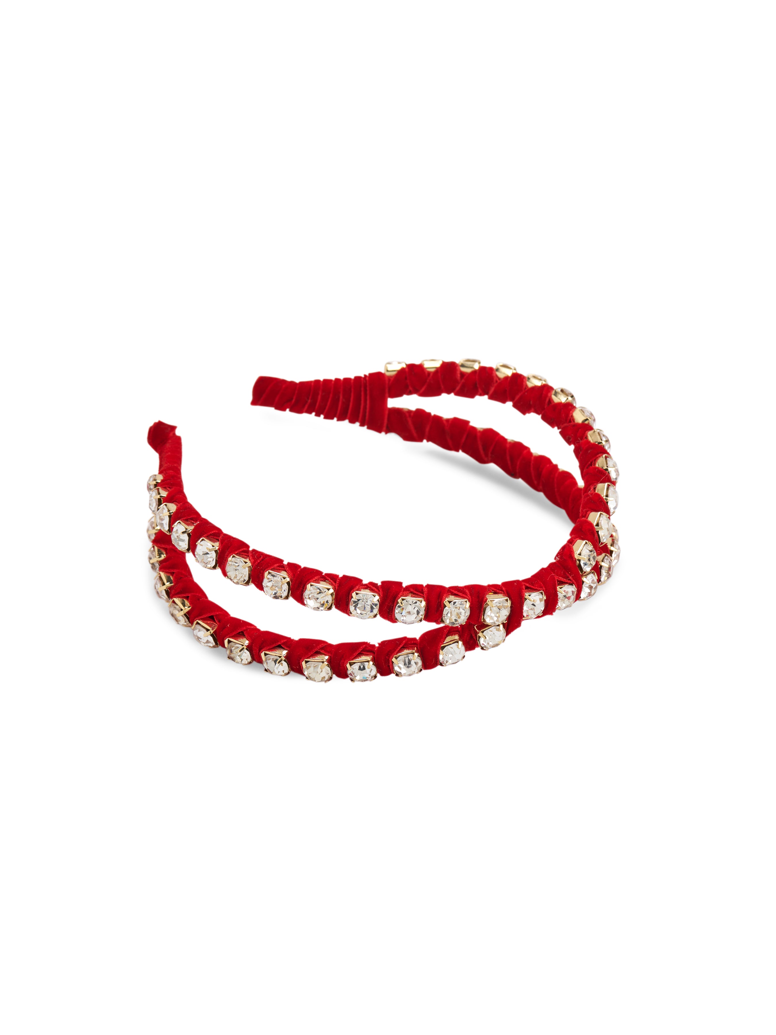Shiraleah Rhinestone Double Headband RED / OS