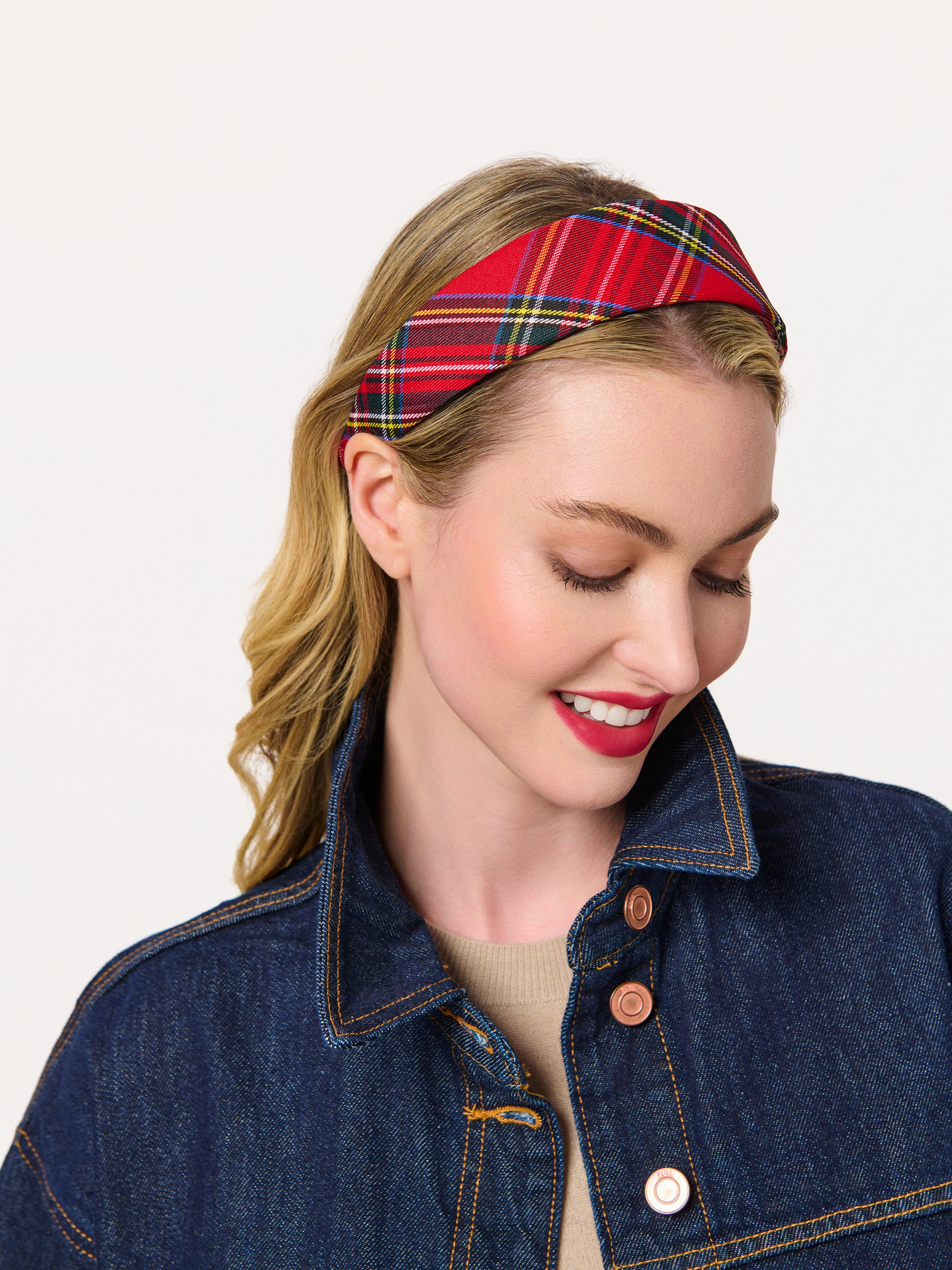 Shiraleah Plaid Wide Headband RED / OS