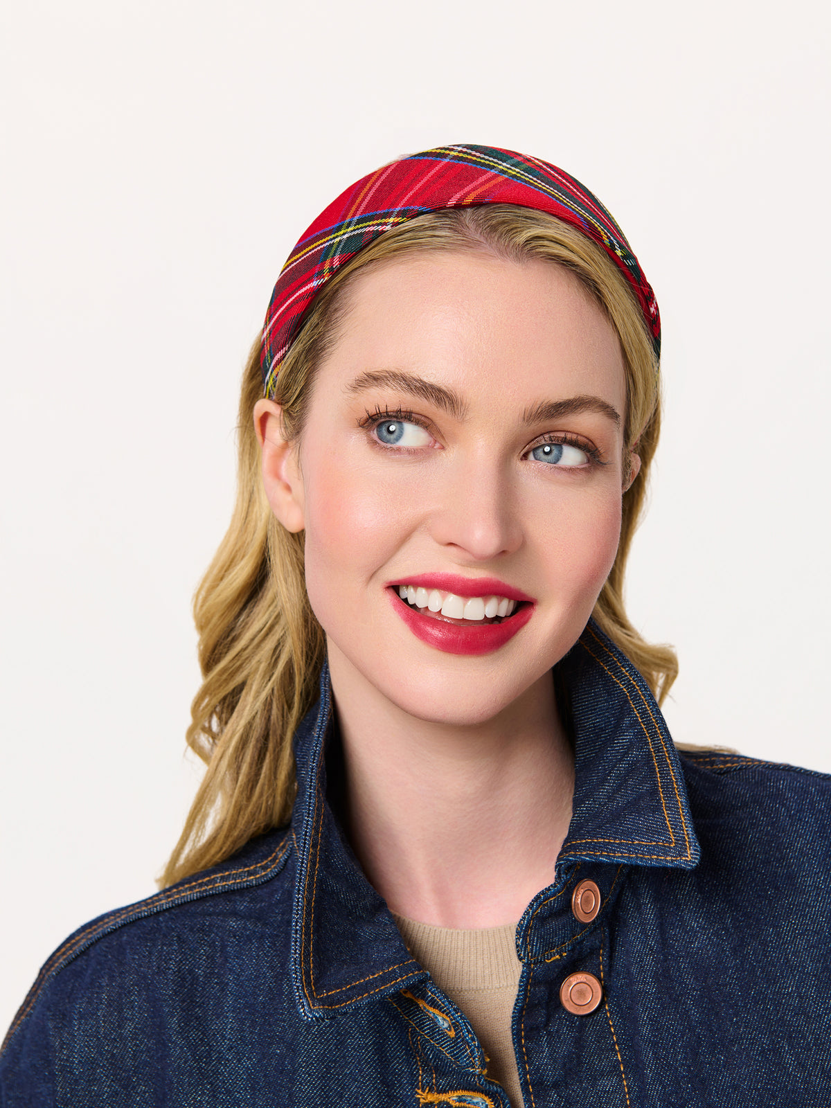 Shiraleah Plaid Wide Headband RED / OS