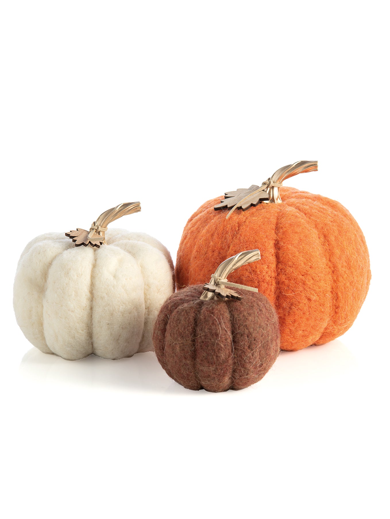 Shiraleah Assorted Set of 3 Felt Decorative Pumpkins, Multi