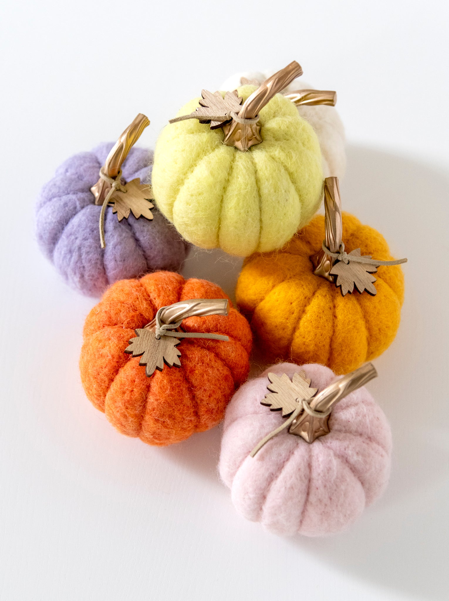 Shiraleah New Harvest Set of 6 Assorted Felt Pumpkins, Multi