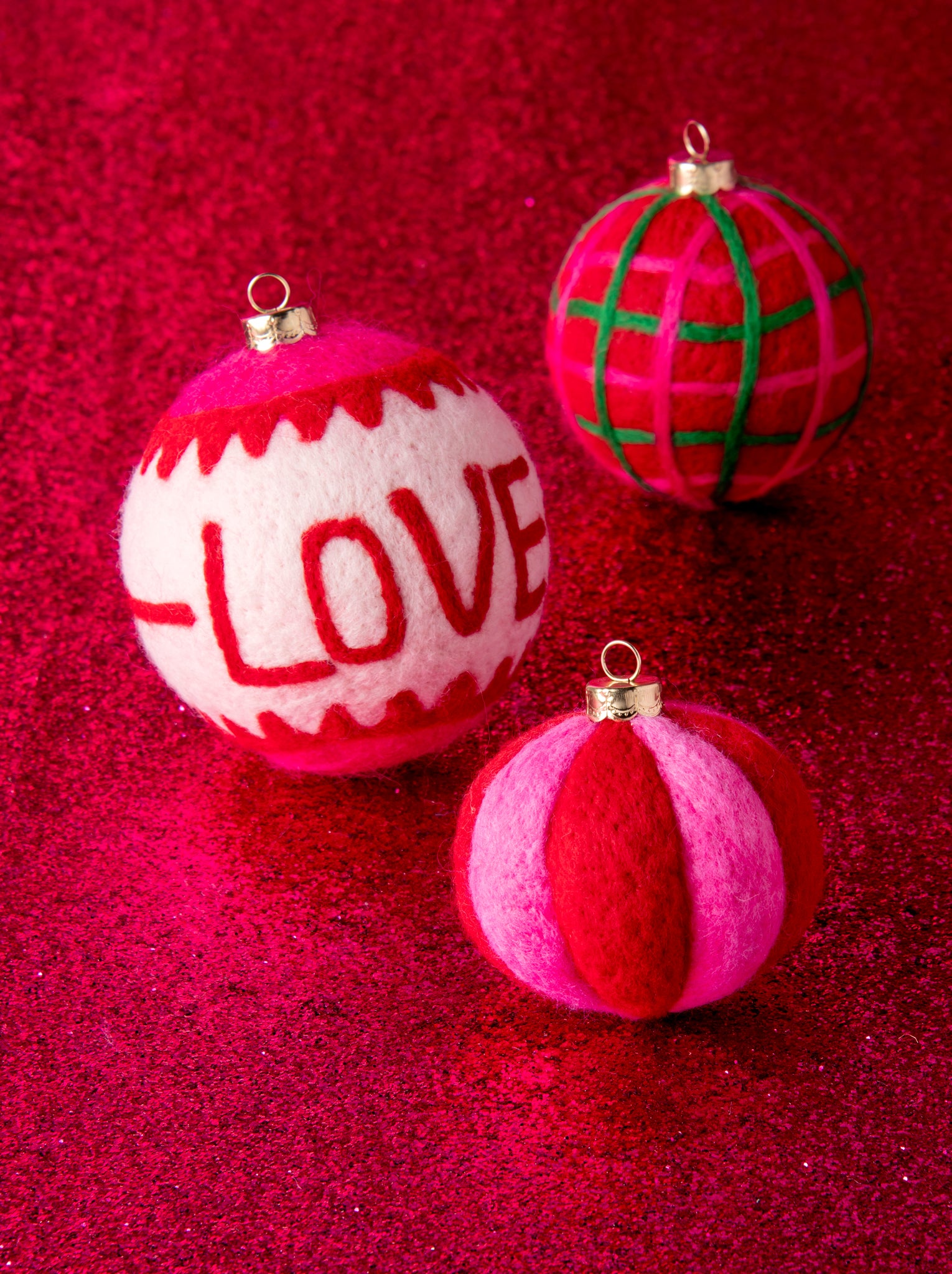 Shiraleah "Love" Assorted Set of 3 Ornaments, Multi