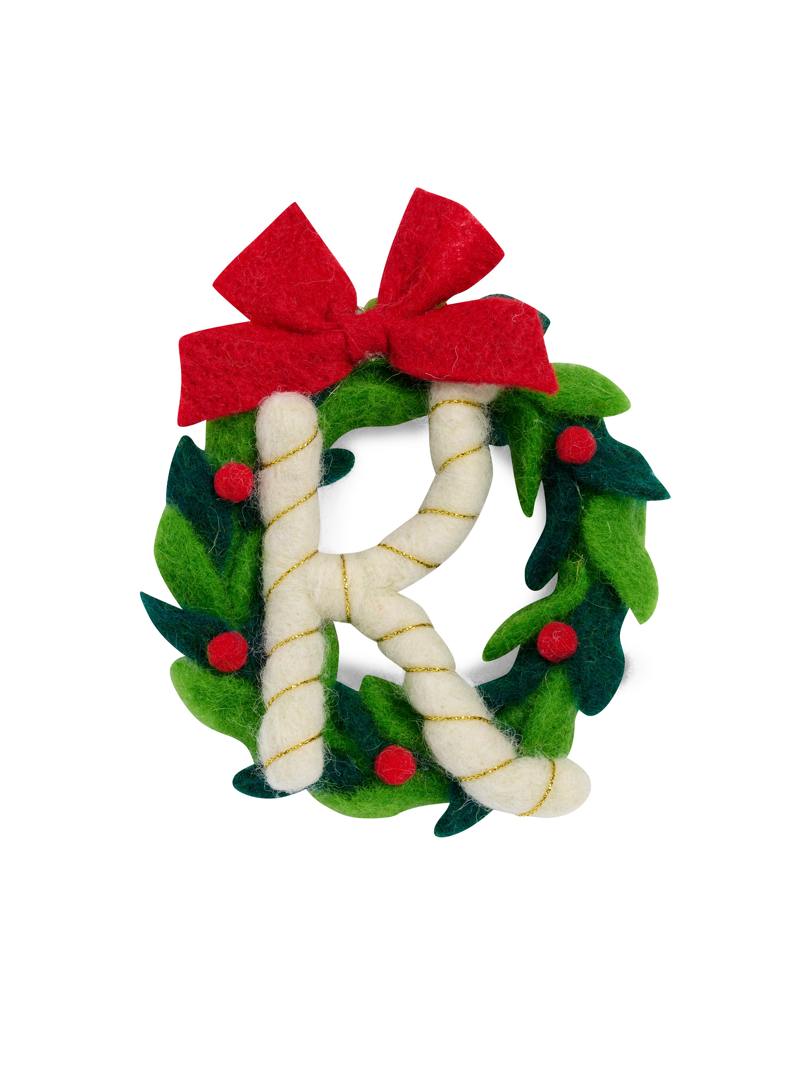 Shiraleah "K" Wreath Ornament, Multi
