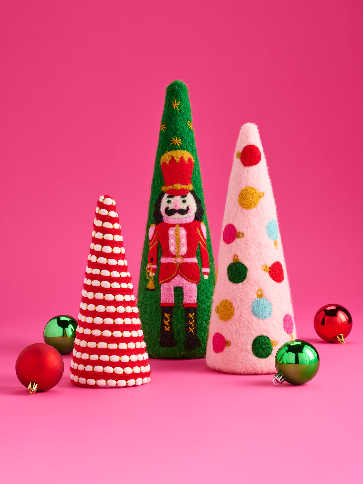 Shiraleah Assorted Set of 3 Nutcracker/Ornaments Decorative Trees, Multi