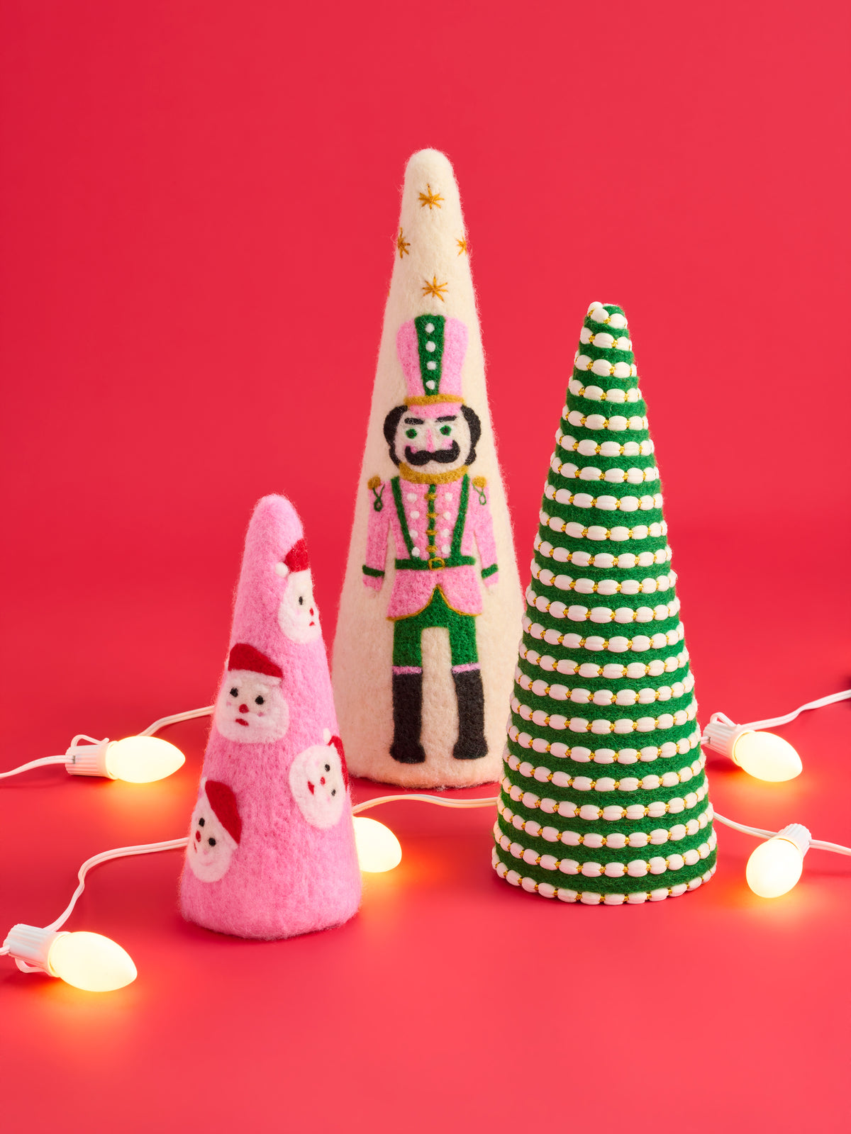 Shiraleah Assorted Set of 3 Nutcracker/Santa Decorative Trees, Multi