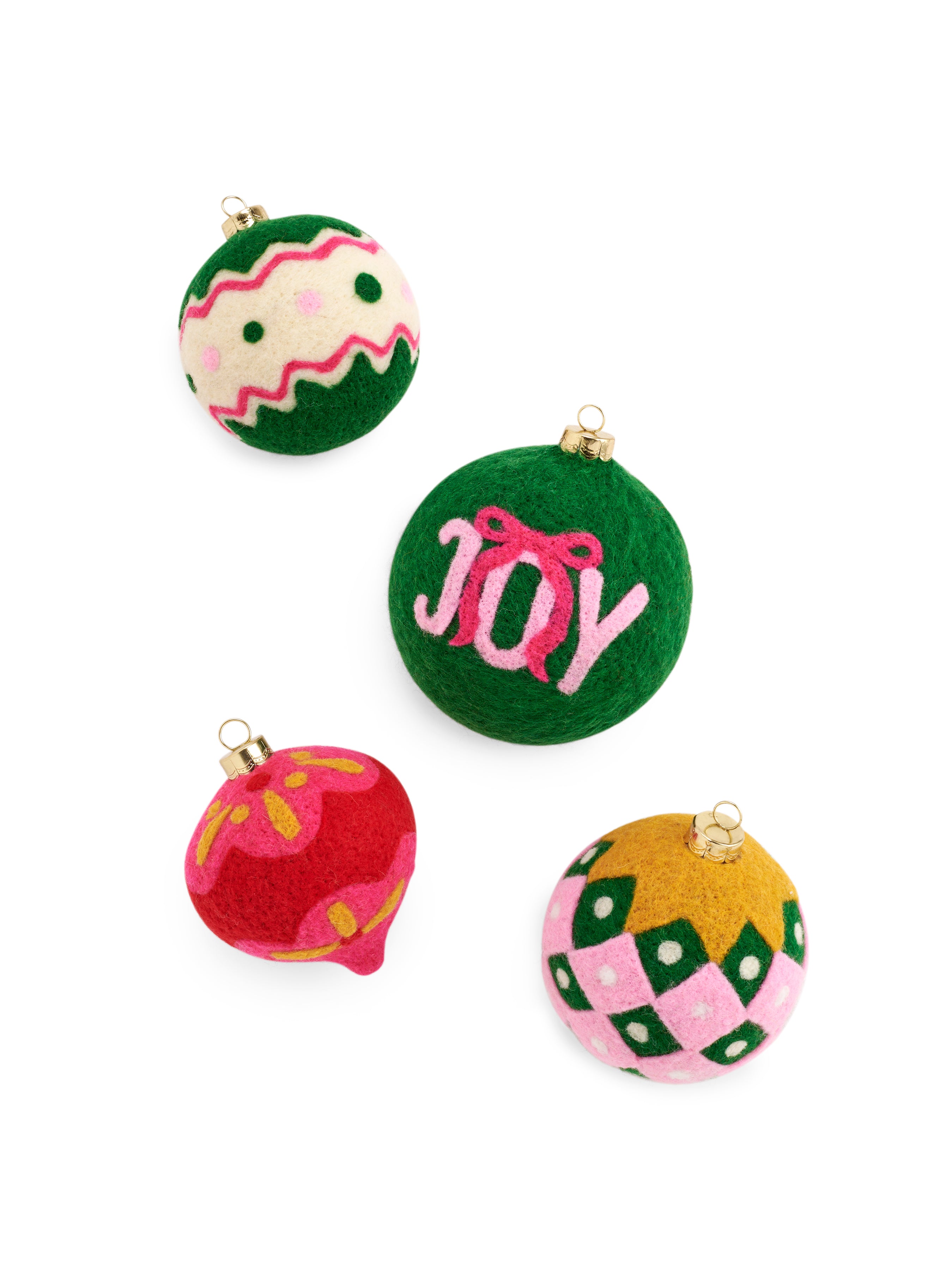 Shiraleah Assorted Set of 4 "Joy" Ornaments, Multi