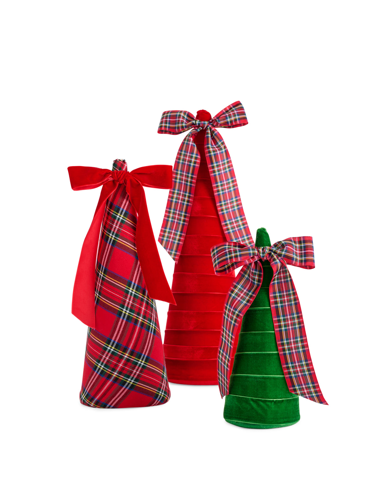 Shiraleah Assorted Set of 3 Plaid Decorative Trees, Multi