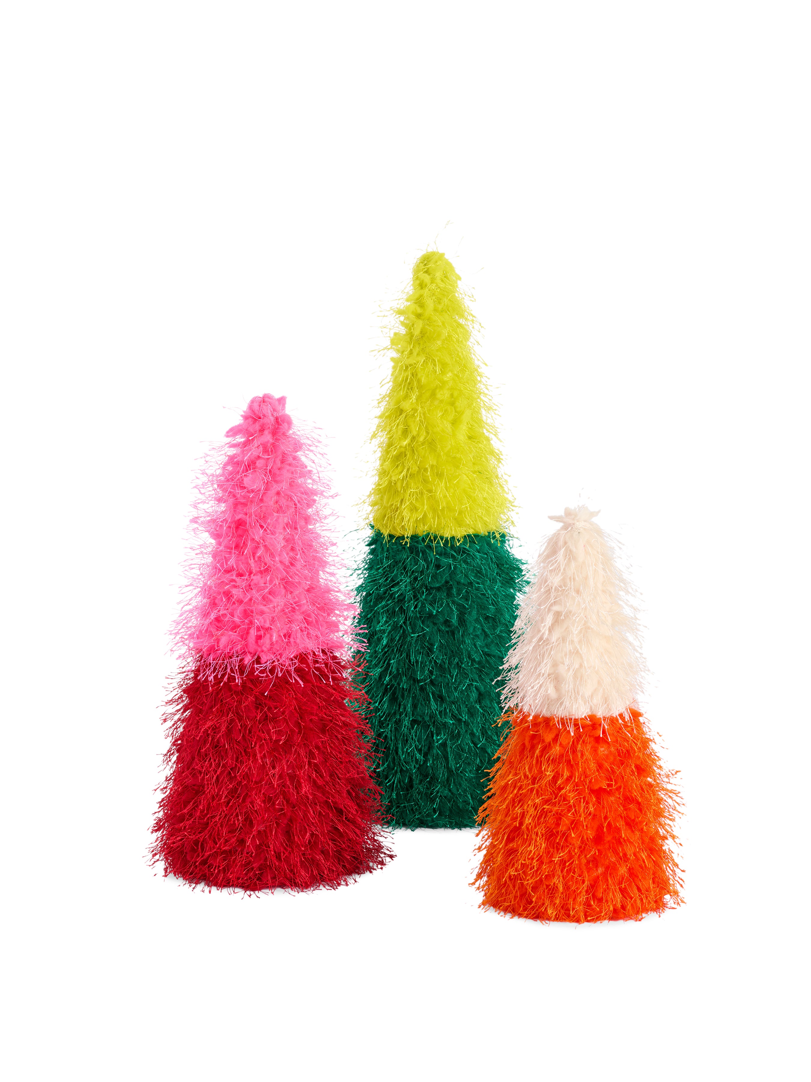 Shiraleah Assorted Set of 3 Shaggy Decorative Trees, Multi