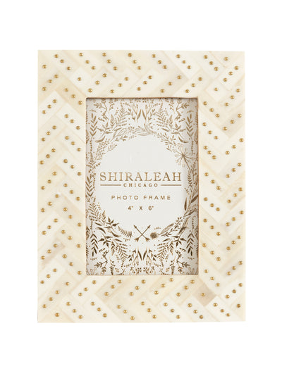 Shiraleah Mansour Studded 4" x 6" Picture Frame, Ivory
