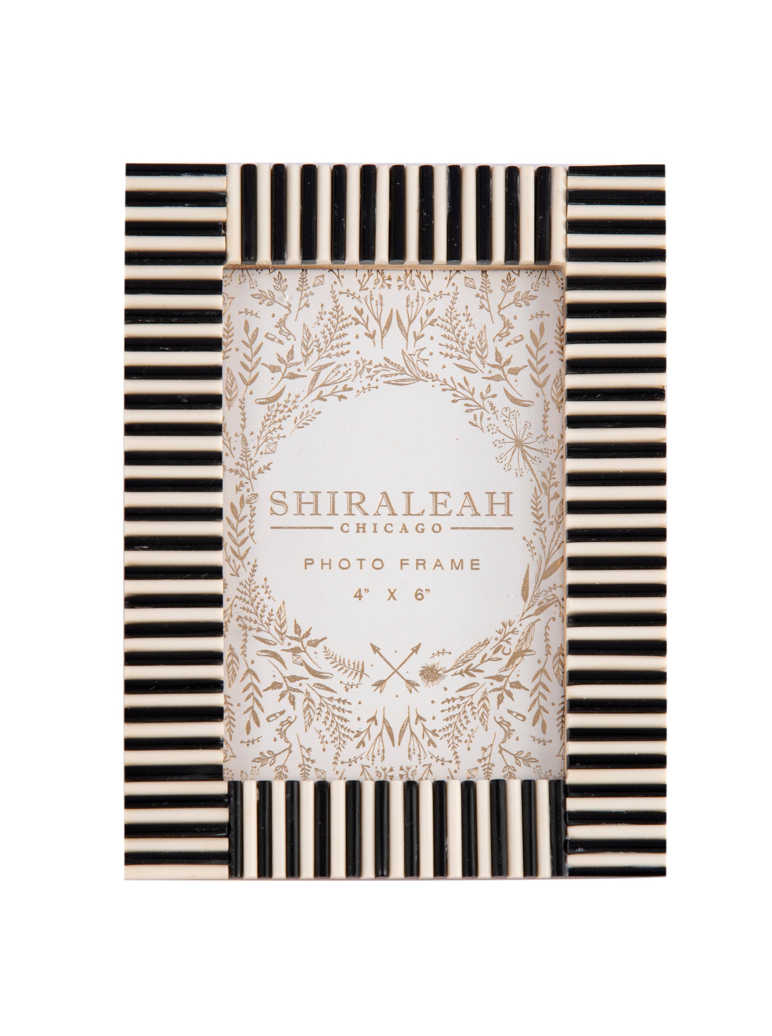 Shiraleah Paris Striped 4" x 6" Picture Frame, Black