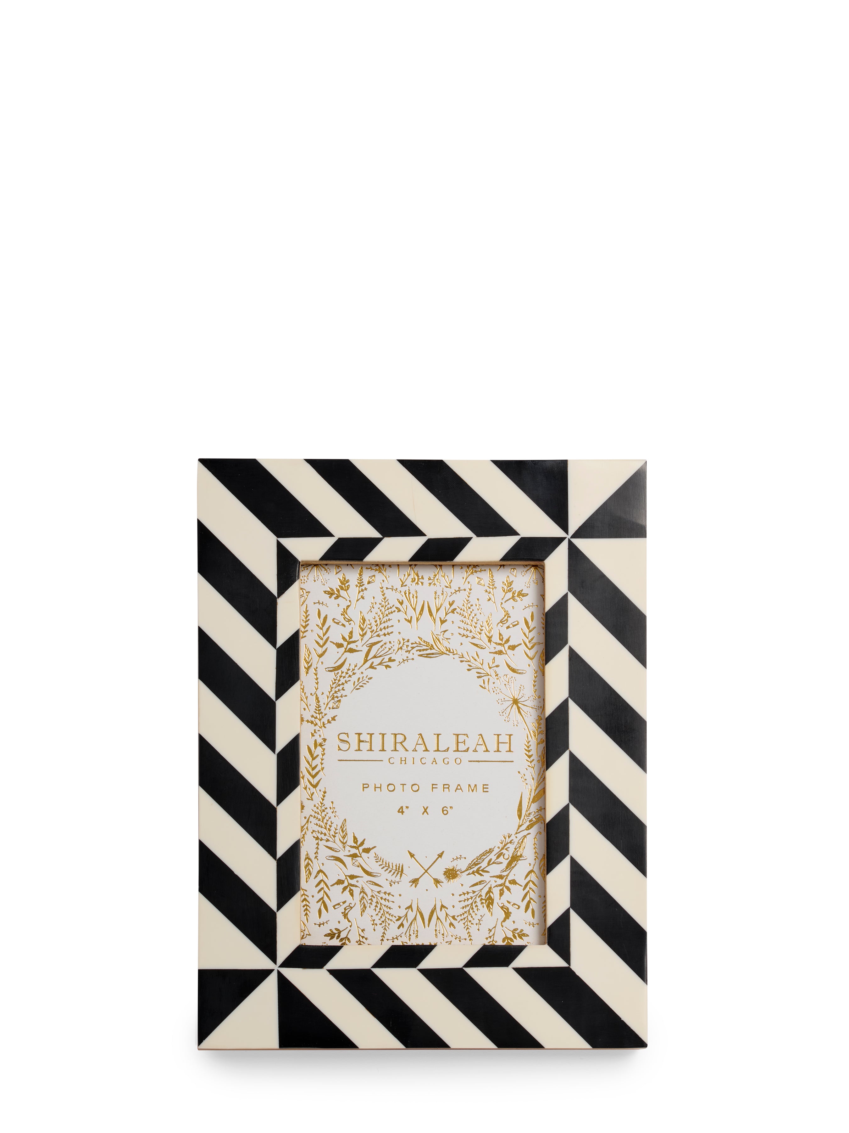 Shiraleah Roma 4" X 6" Diagonal Stripe Picture Frame, Black